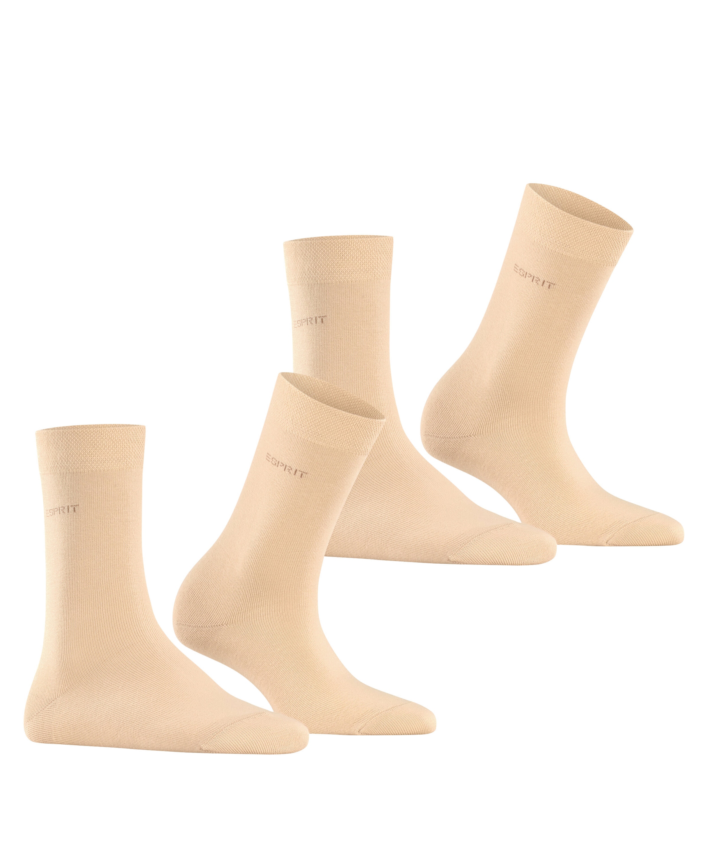 Esprit Socken »Basic Easy« 2 Paar, 2 Paar tlg. ohne einschneidendes Bündchen, Basic-Socke, Uni-Strümpfe atmungsaktiv