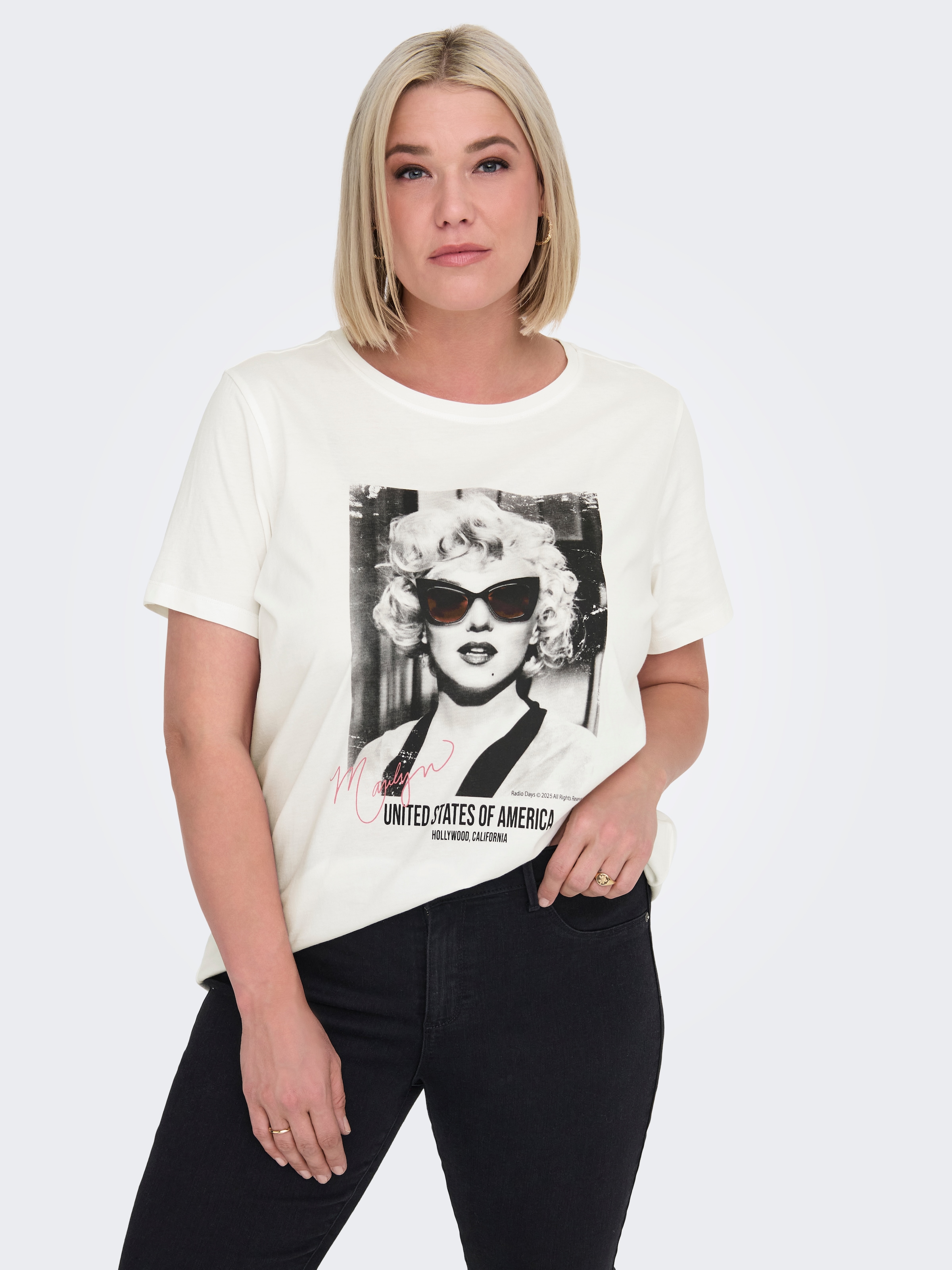 ONLY CARMAKOMA Kurzarmshirt "CARNEWMARILYN SS REG TEE LCS JRS" günstig online kaufen