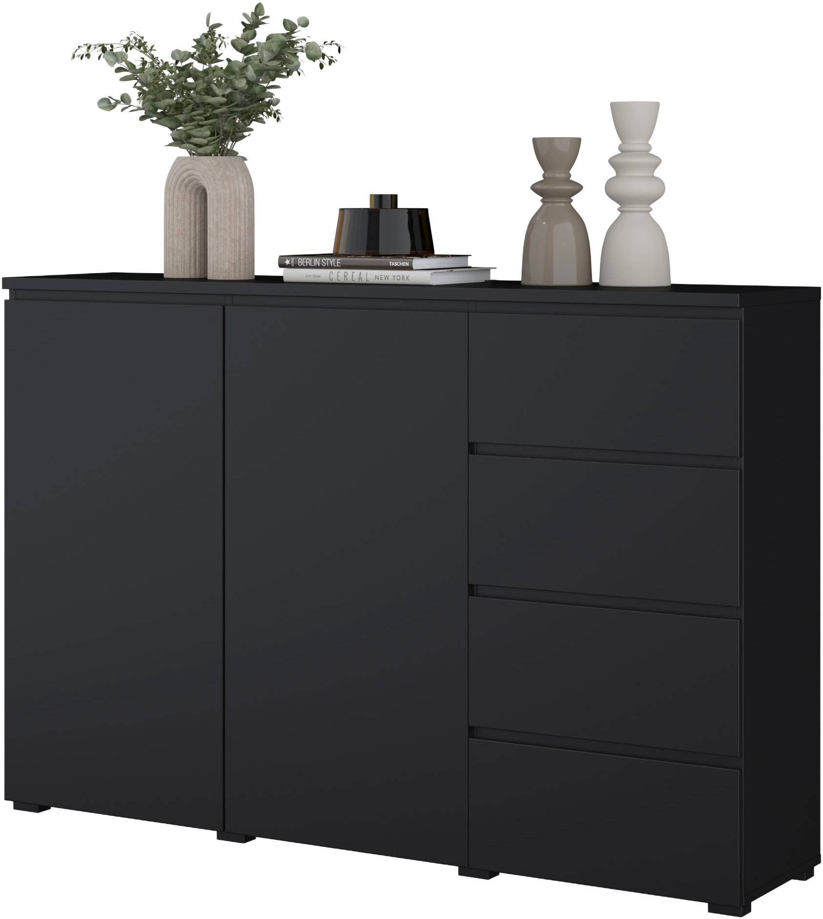 OTTO home Highboard »Modo, Breite 150 cm, moderne grifflose Kommode 2Türen/4 SK« Schubladenkommode mit viel Stauraum, Einlegeböden verstellbar