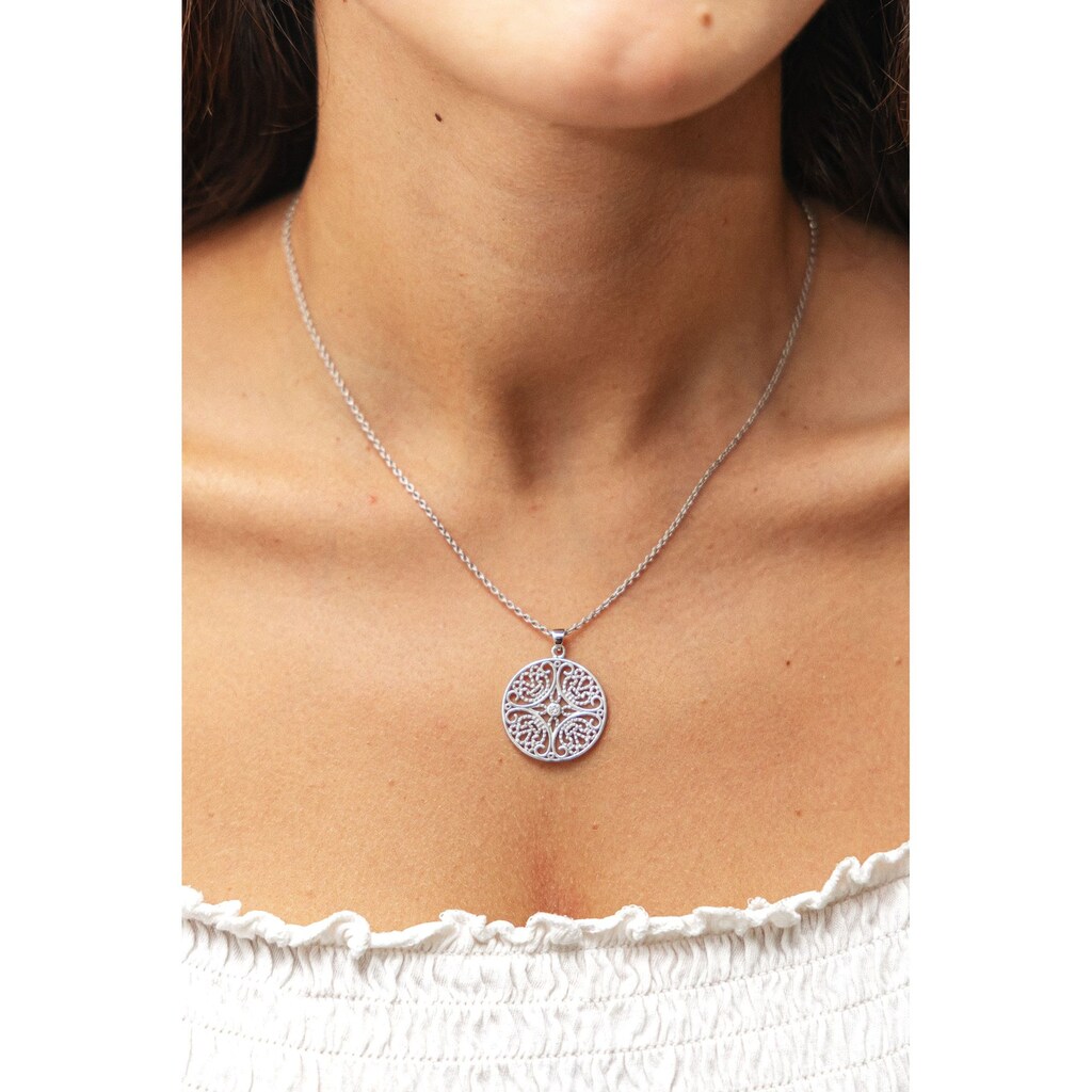 Zeeme Kette mit Anhänger »925/- Sterling Silber rhodiniert Zirkonia«