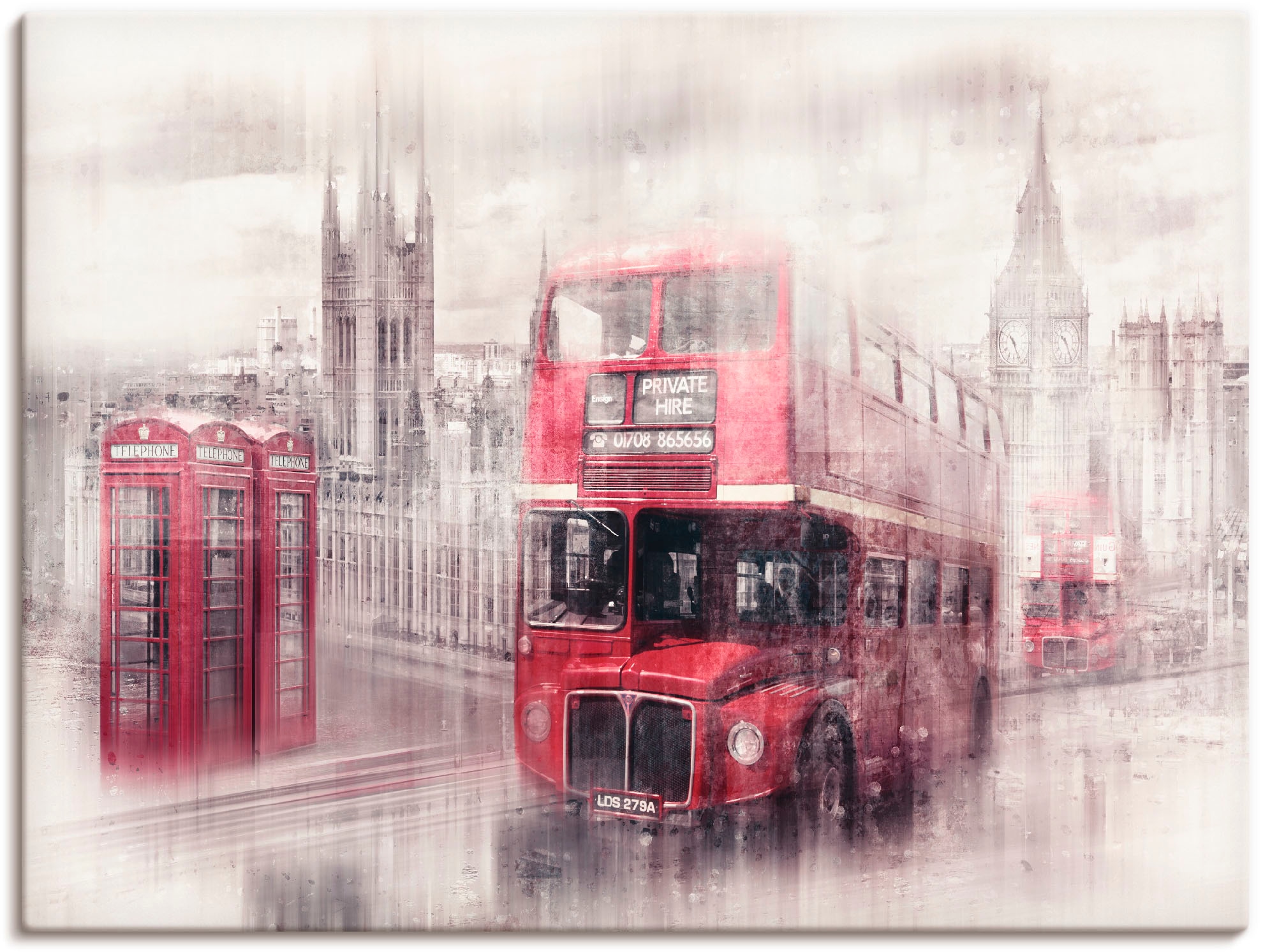 Artland Wandbild "London Westminster Collage", Gebäude, (1 St.), als Leinwandbild, Poster in verschied. Größen