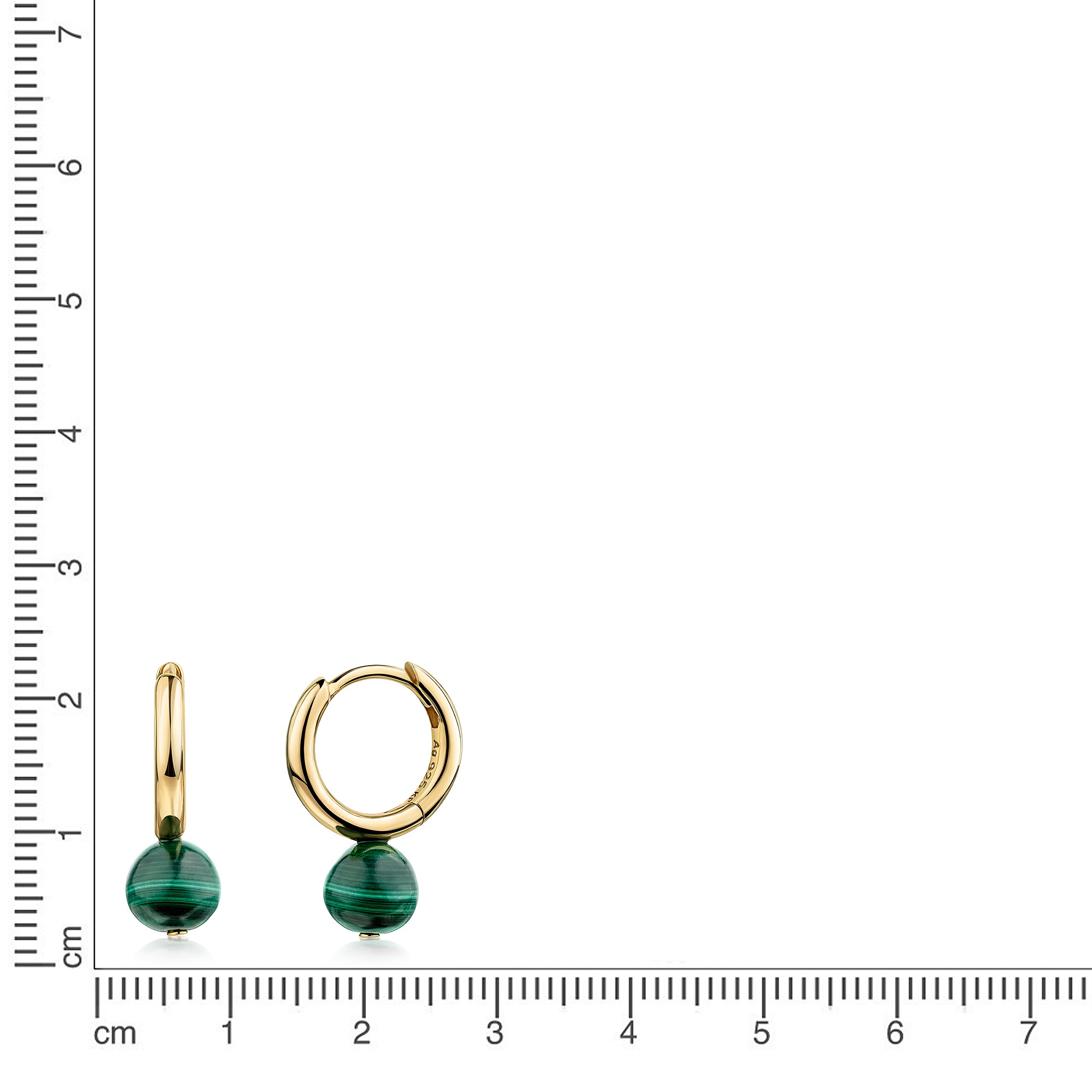 Zeeme Paar Creolen »925/- Sterling Silber vergoldet Malachit«