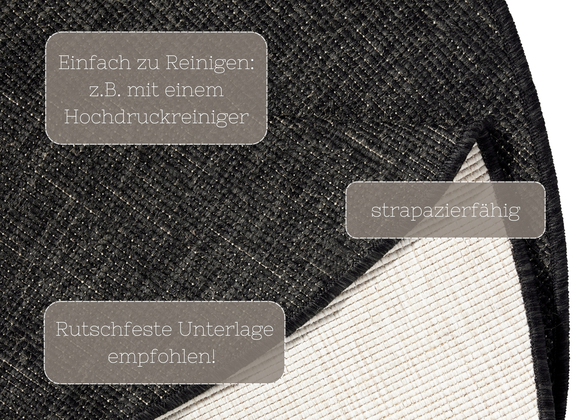 NORTHRUGS Teppich »Miami Wendeteppich«, rund, 5 mm Höhe, In-& Outdoor, Wetterfest, Balkon, Garten, Wohnzimmer, Wasserfest
