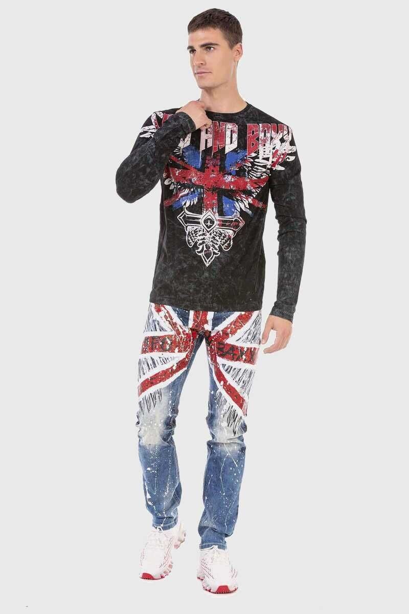 Cipo & Baxx T-Shirt »Sweatshirts«, mit Print und Allover-Muster