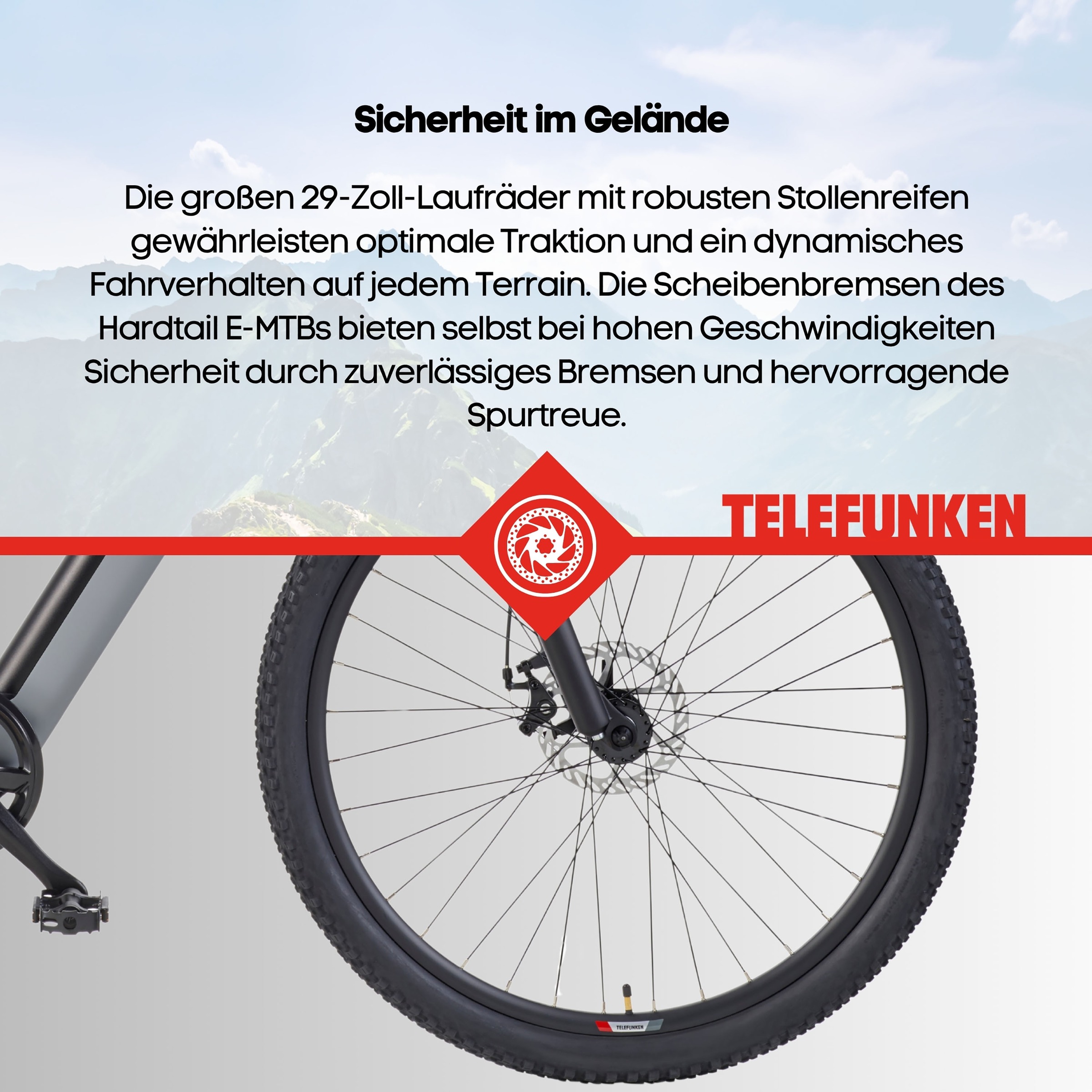 Telefunken »Aufsteiger MT922« 7 Gang Shimano TY300D Schaltwerk Kettenschaltung Heckmotor 250 W Pedelec, Elektrofahrrad, Damen u. Herren, E-MTB, Mountainbike, 29 Zoll