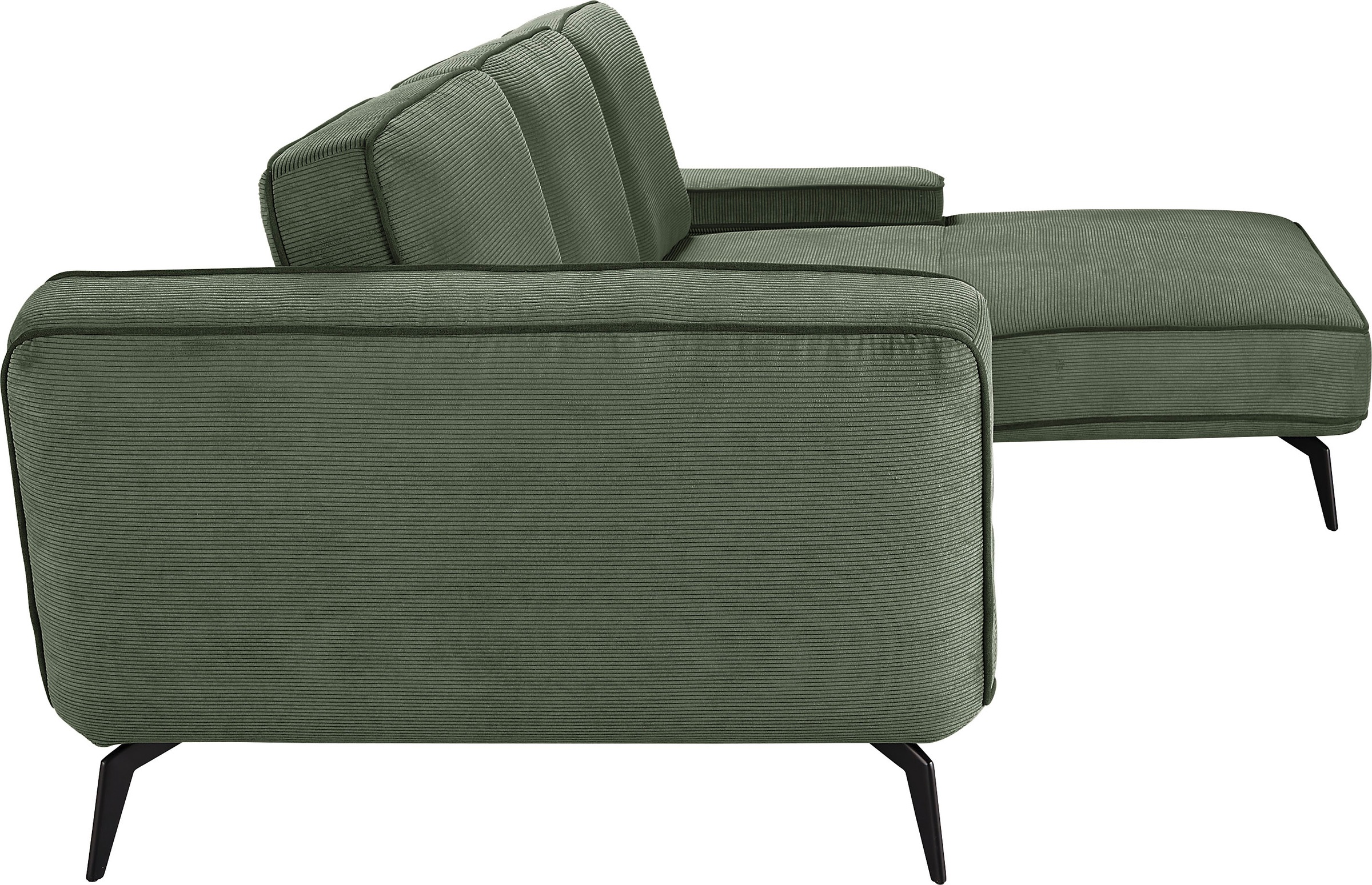 set one by Musterring Ecksofa »SO 4500, Füße schwarz matt, inkl Schwenkrückenfunktion, Cord, L-Form«, wahlweise mit Kopfstütze/Armteilverstellung/Rückenneigung