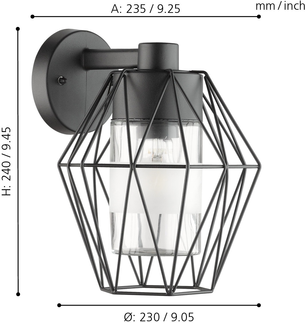 EGLO Wandleuchte "CANOVE Wandlampe, Stahl und Glas, E27, IP55, Außenlampe, günstig online kaufen