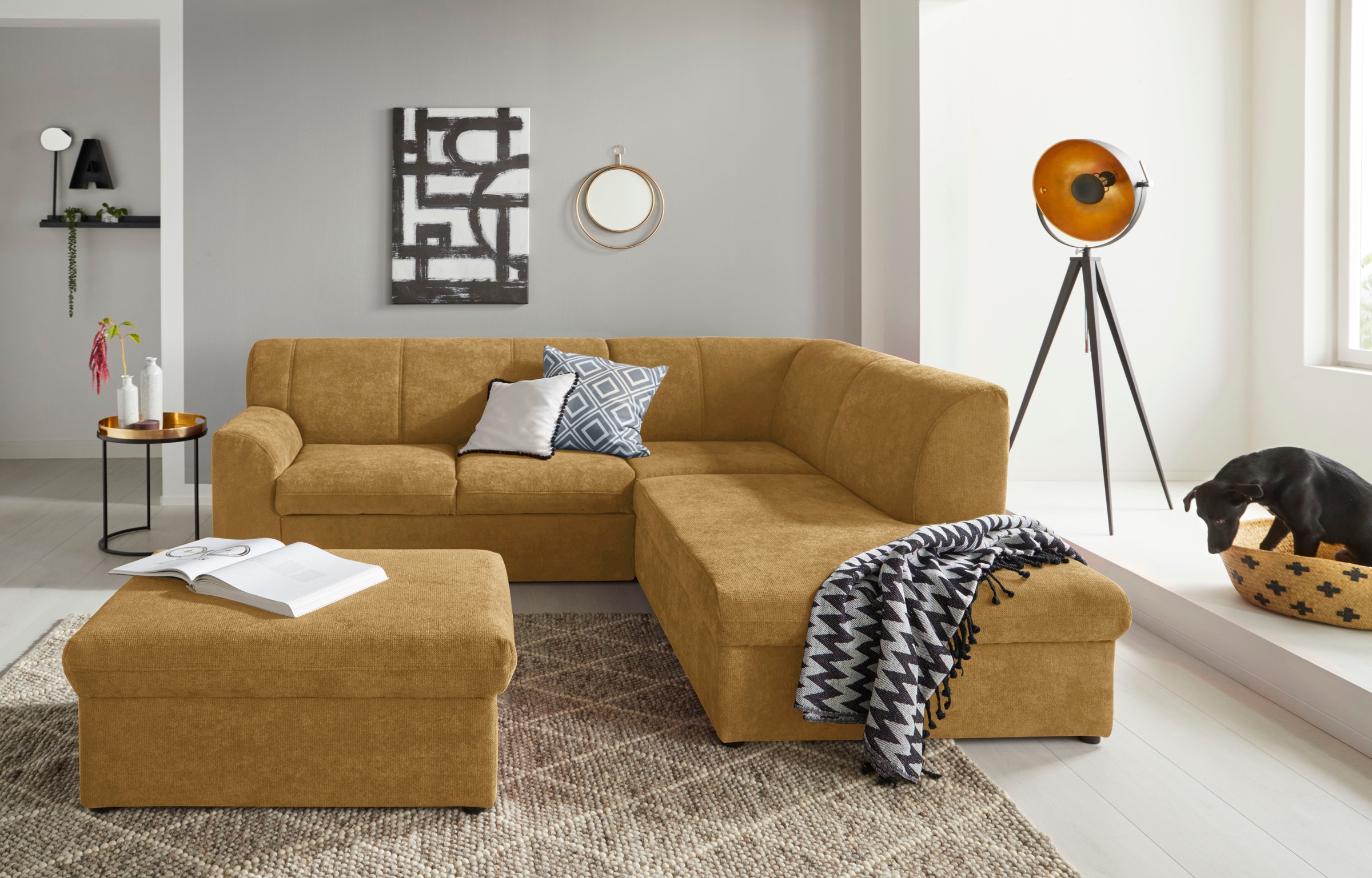 DOMO collection Ecksofa »Topper zeitlos elegant, kompakte Stellmaße, OTTOs Choice, L-Form«, mit Ottomane, wahlweise mit Schlaffunktion