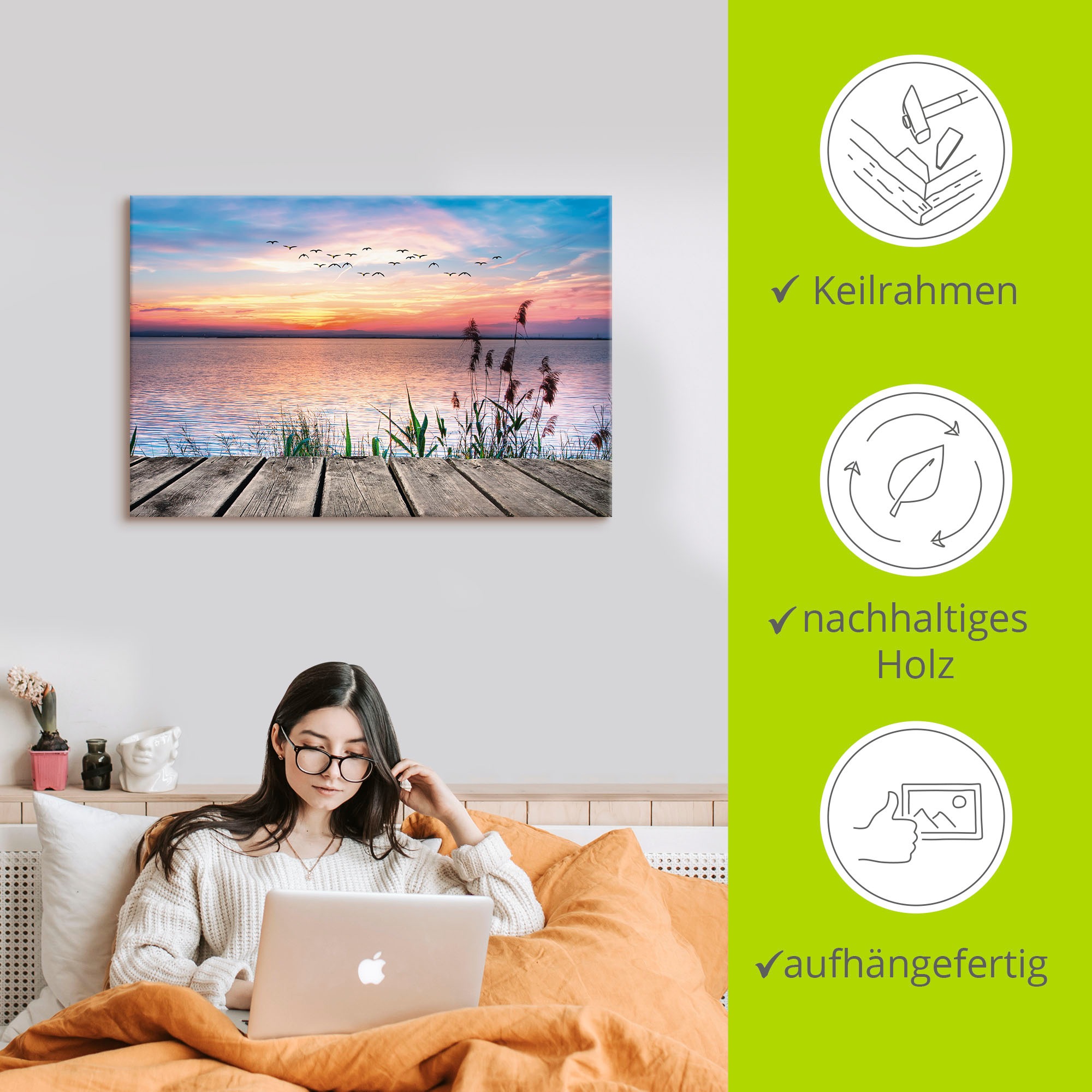 Artland Wandbild »Der See in den Farben der Wolken«, Gewässer, (1 St.), als Alubild, Outdoorbild, Leinwandbild, Poster, Wandaufkleber