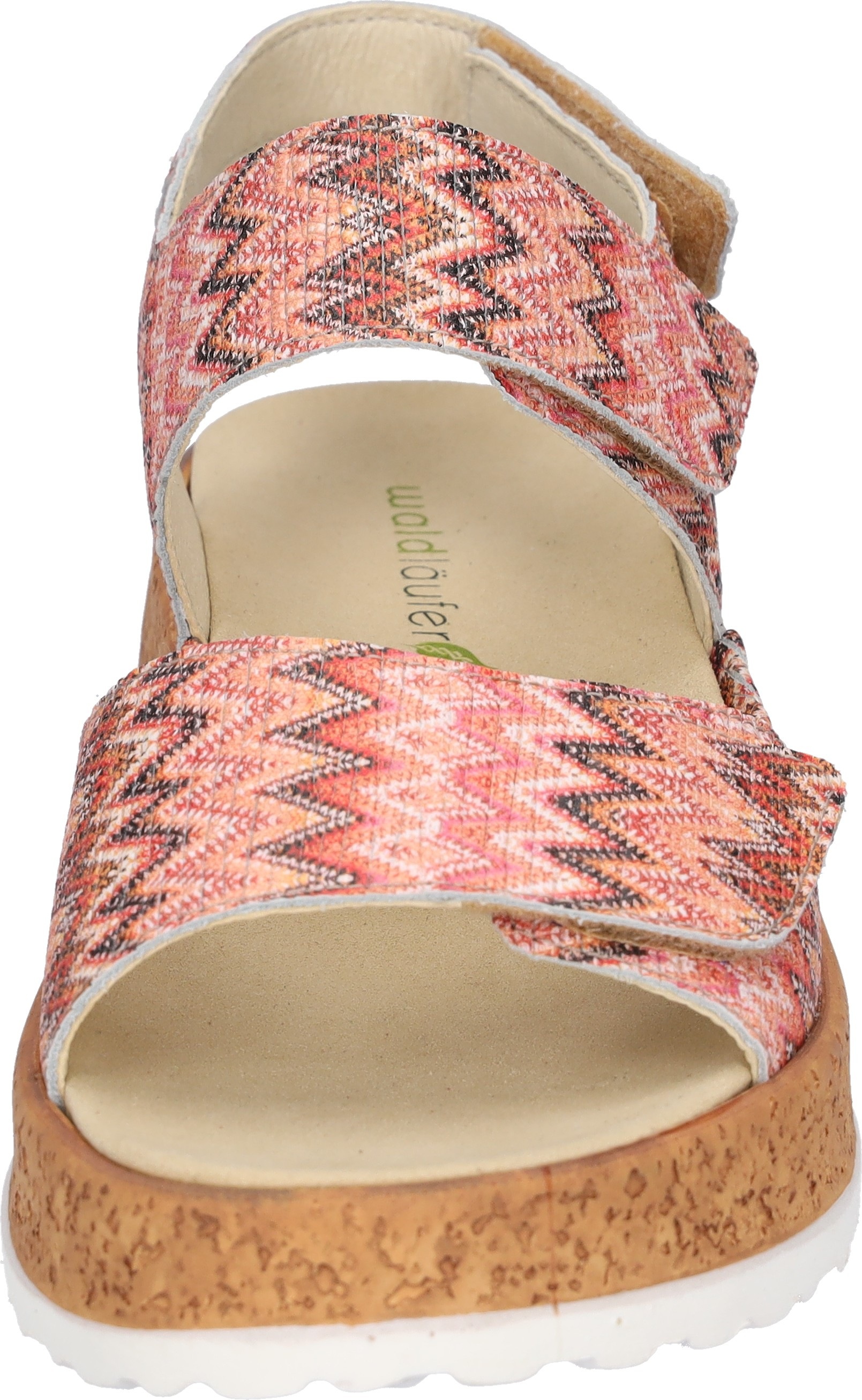 Plateausandale WALDLÄUFER "H-LIBBY", Damen, Gr. 4,5 (37,5), melone kombiniert, Nappaleder, gemustert, Schuhe, Sommerschuh, Sandalette, Bequemschuh mit Klettverschlüsse, H-Weite 3