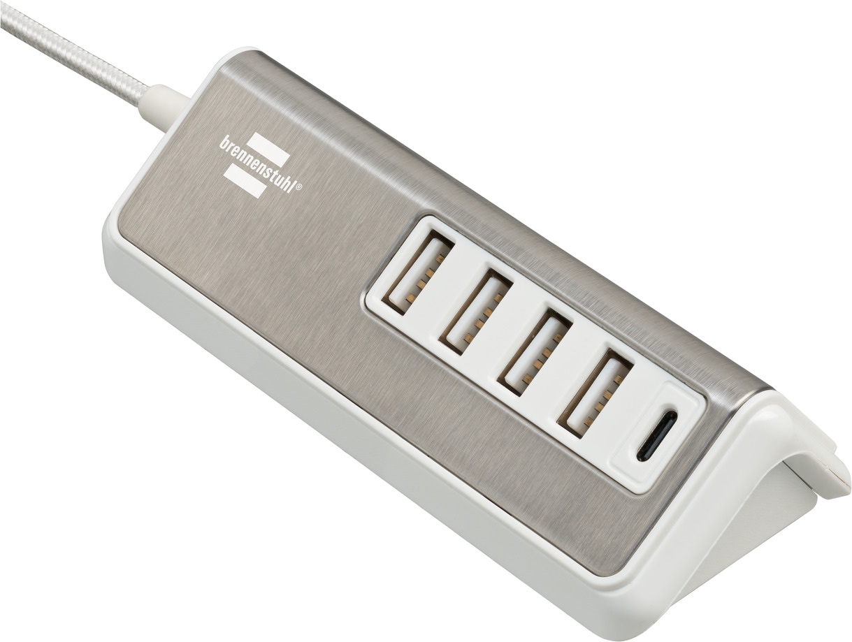 Brennenstuhl USB-Ladegerät, mit Schnellladefunktion, 1x USB C Power Delivery und 4x USB-Ladebuchse