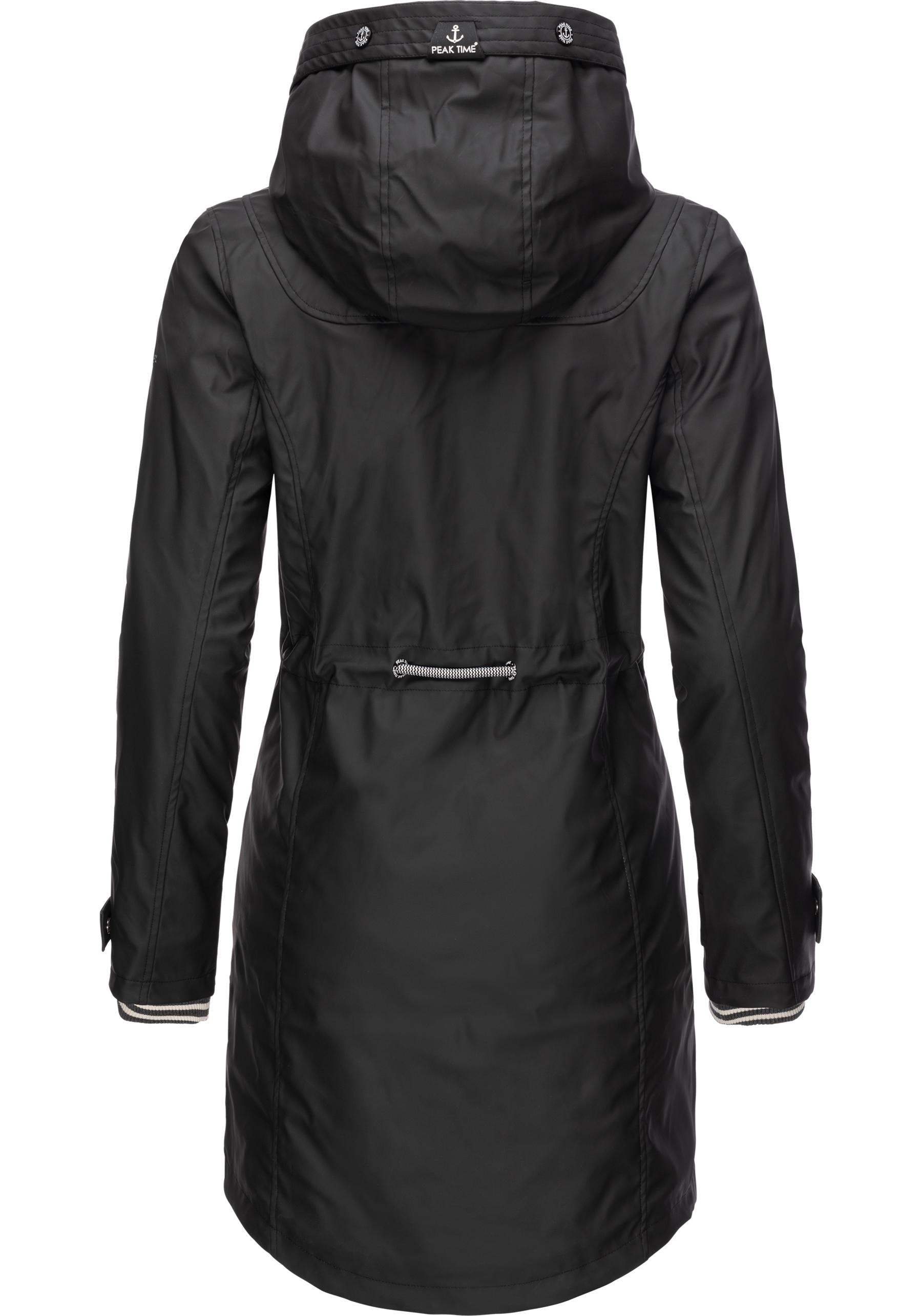 Thumbnail - PEAK TIME Regenjacke "L60042" mit Kapuze stylisch taillierter Regenmantel für Damen