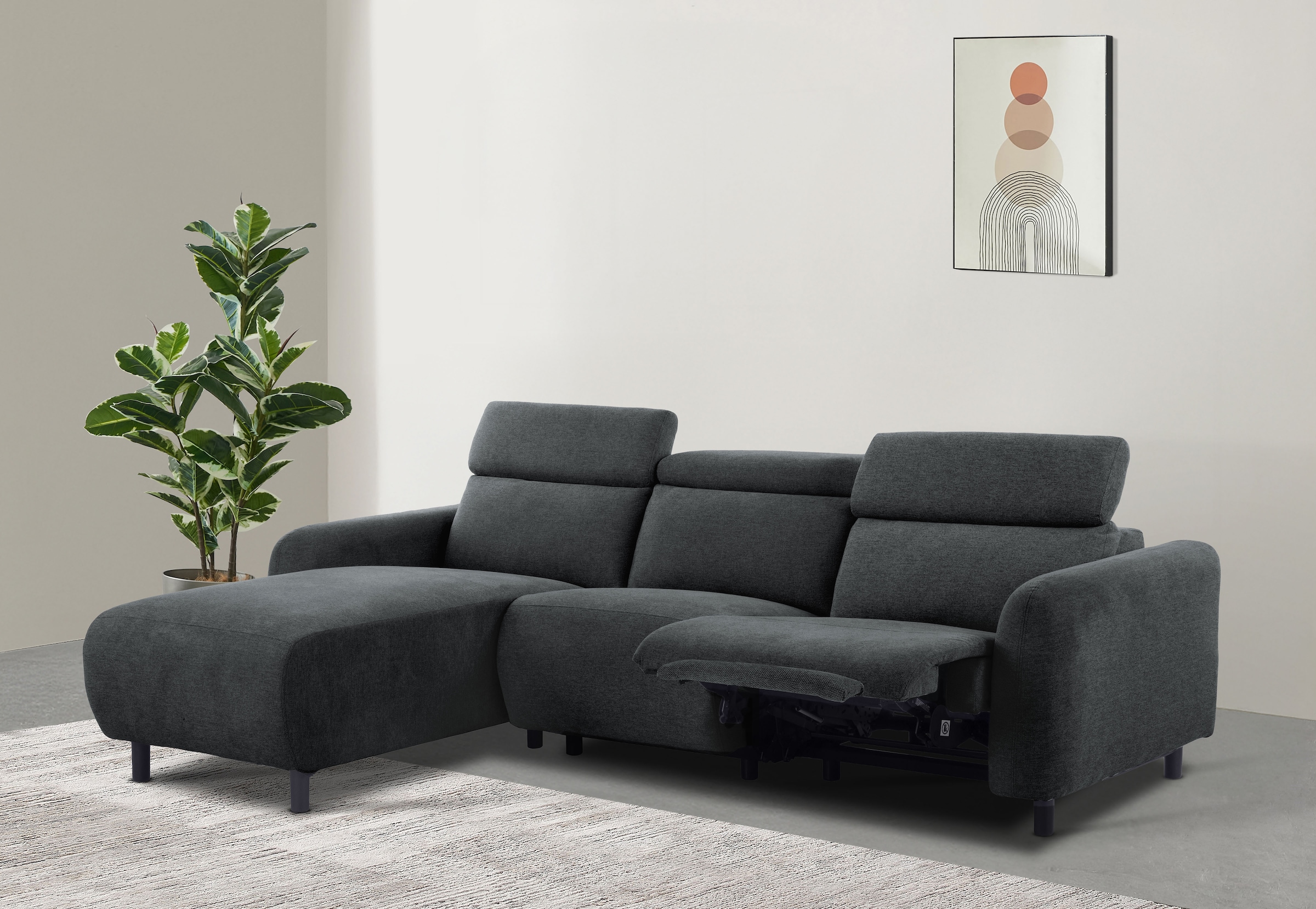 Home affaire Ecksofa "SKAANE Struktur, L-Form, 274 cm, manuelle u. elektris günstig online kaufen