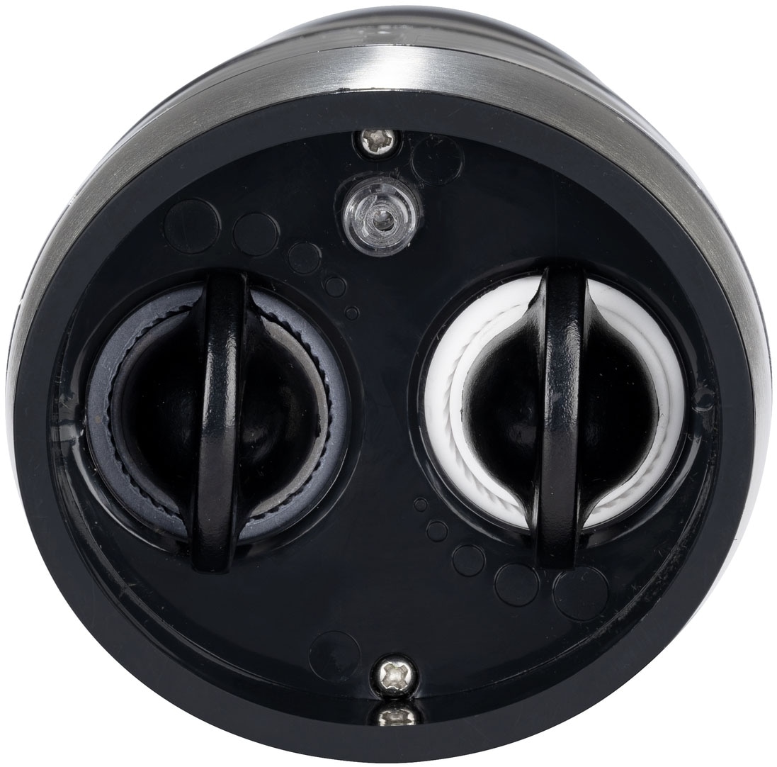 WENKO Salz-/Pfeffermühle »Modell 2in1«, batteriebetriebene Gewürzmühle, Keramik-Mahlwerk, mit Beleuchtung