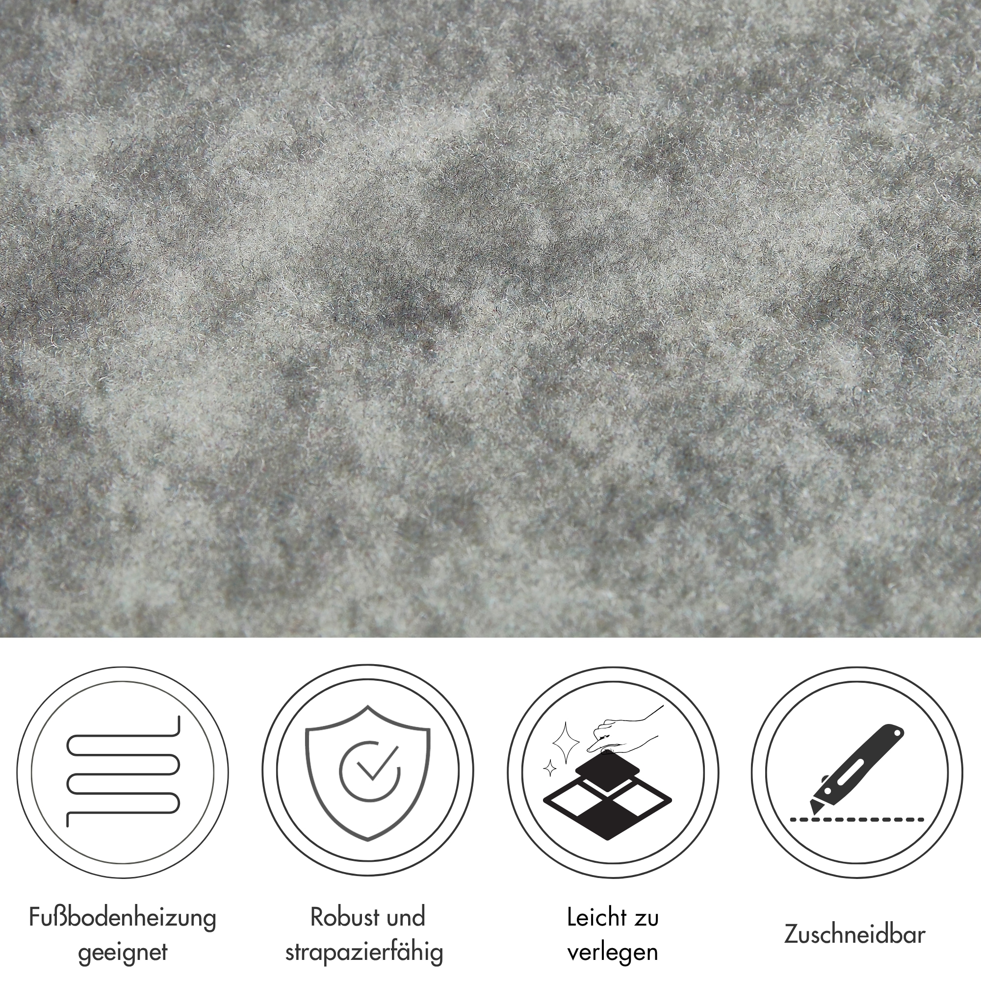 Andiamo Teppichfliese »Colmar Nadelfilz, Gesamthöhe 4 mm« quadratisch 4 mm Höhe 40x40 cm, selbstklebend, robust & strapazierfähig, 25 Stück (4 qm)