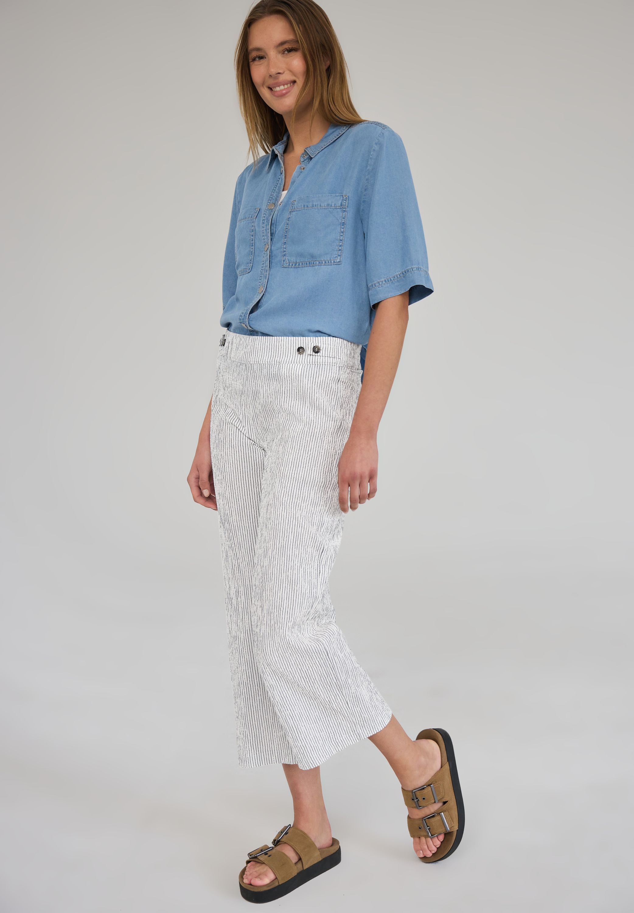 STREET ONE STUDIO Culotte  aus Seersucker-Material