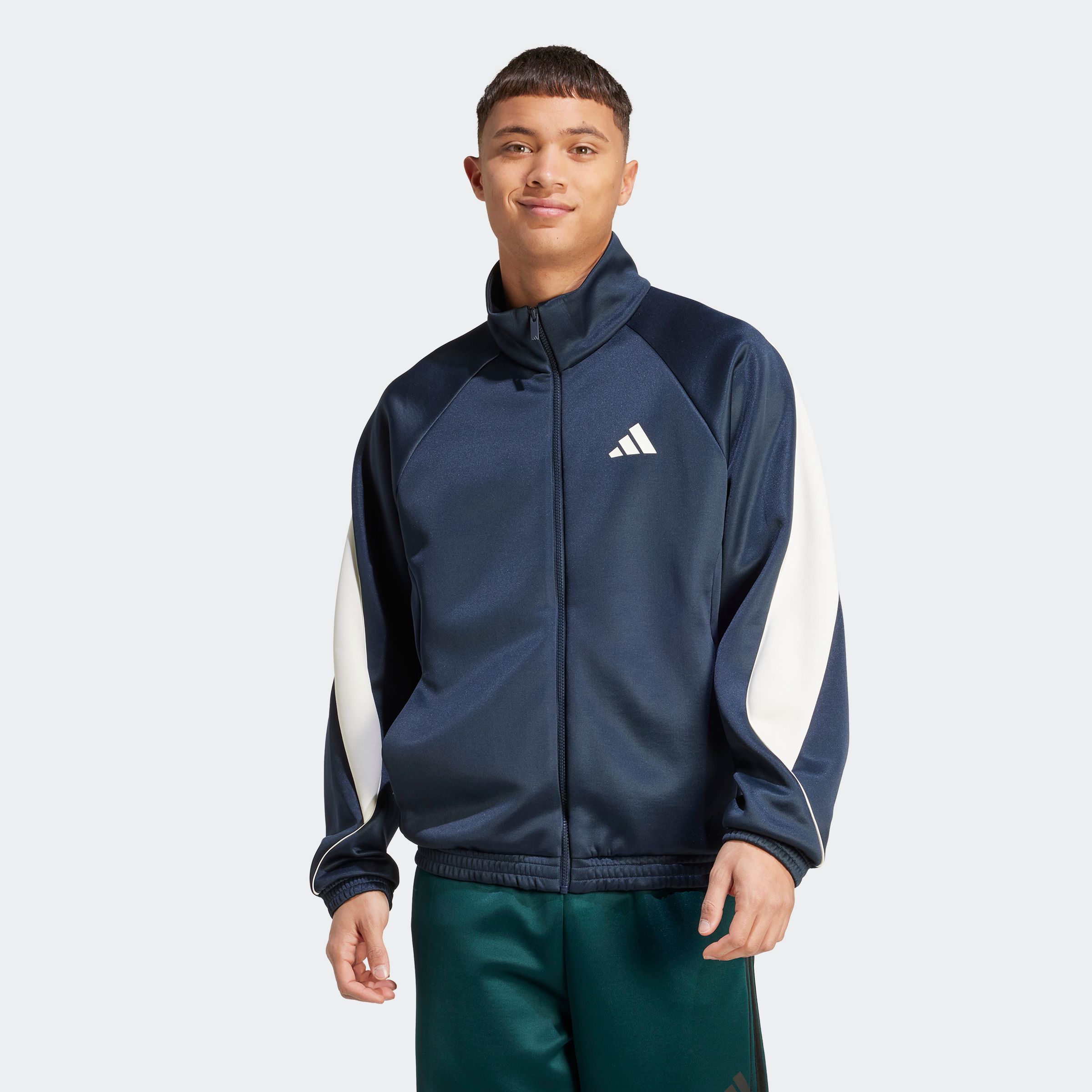 adidas Sportswear Trainingsjacke "STADIUM" aus Polyester und Baumwolle, mit Rollkragen, lockere Passform