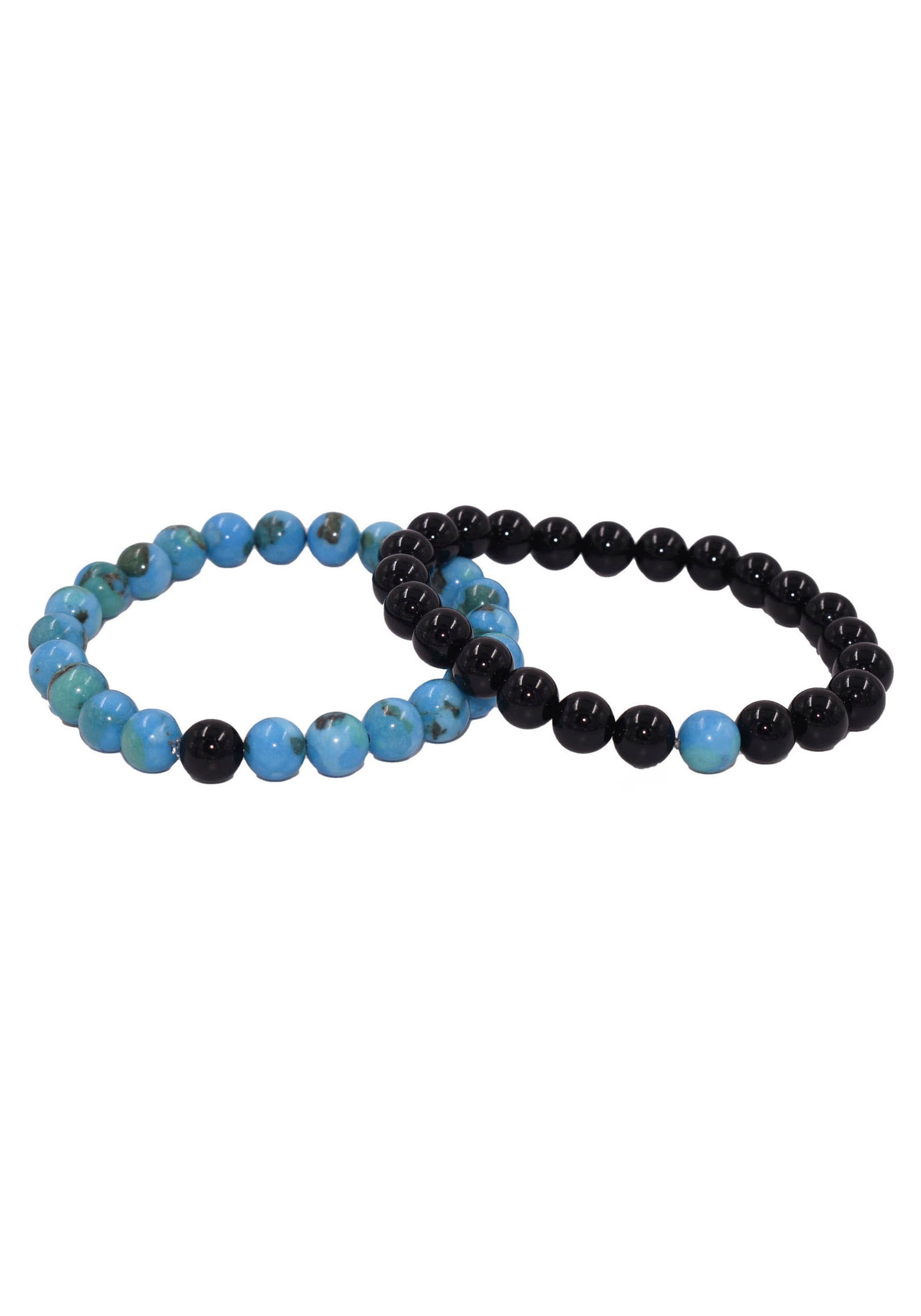 Armband Set FIRETTI "Multipack Schmuck Geschenk Zugarmbänder Steinarmband Edelstein" Gr. 20, blau (türkis, schwarz, türkis, schwarz), Armbänder, Damen, 20, Silikon Stein, Silikon, Stein, Made in Germany - mit Howlith, Türkis oder Dalmatiner Jaspis und Ony 2
