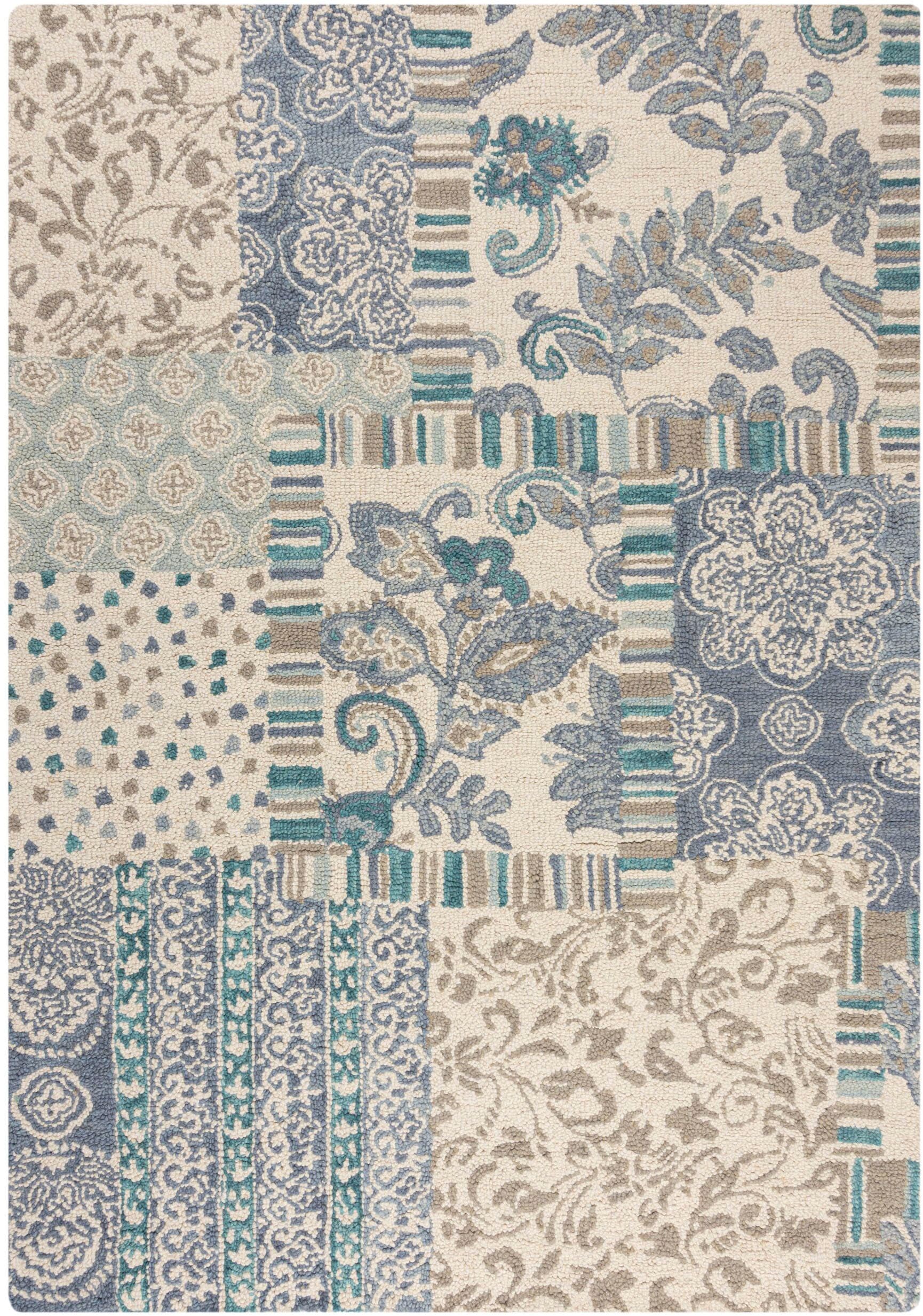 FLAIR RUGS Wollteppich »Eloise Patchwork« rechteckig 8 mm Höhe reine Wolle, handgetuftet, Patchwork Design, Wohnzimmer, Schlafzimmer