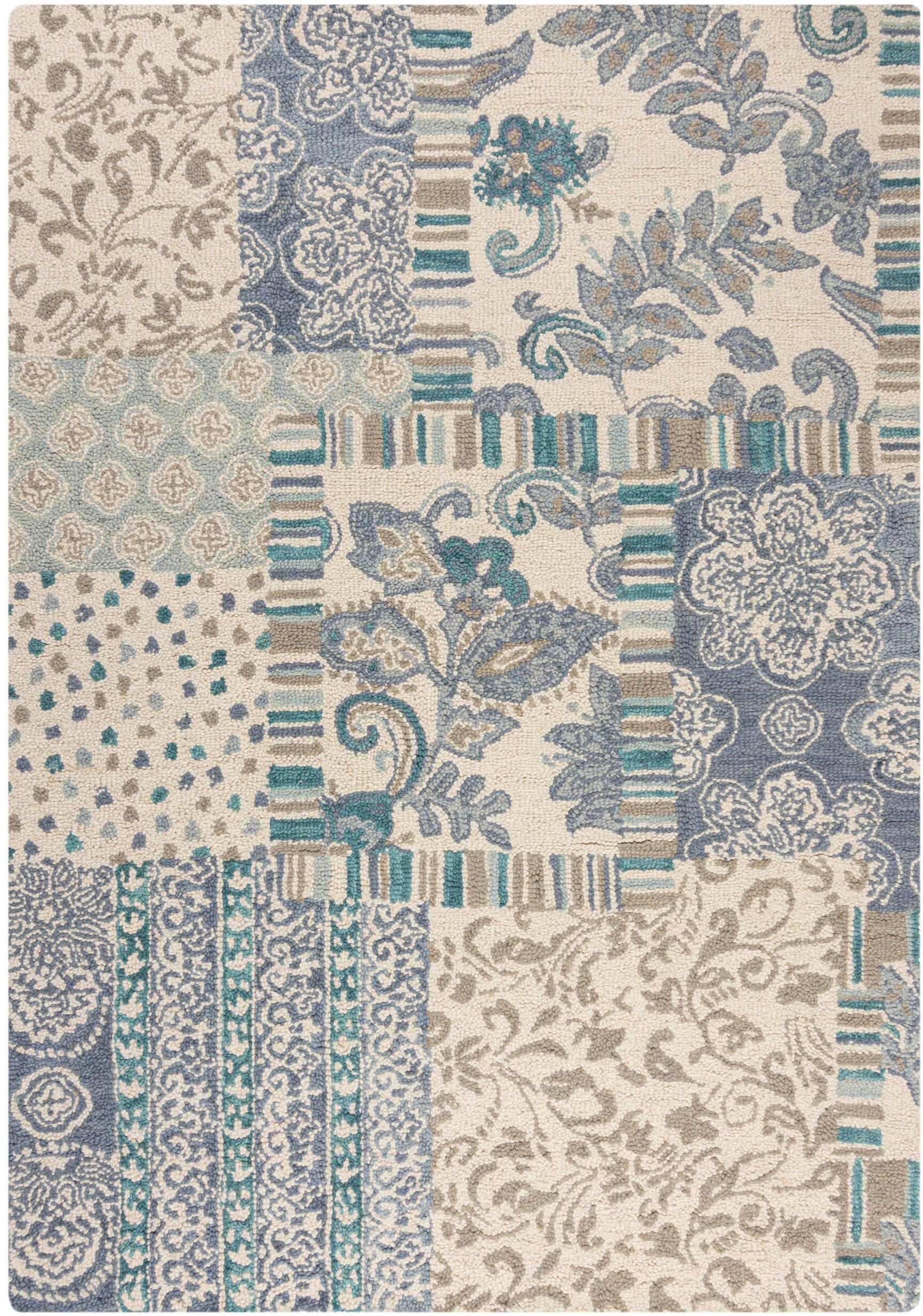 FLAIR RUGS Wollteppich "Eloise Patchwork" rechteckig 8 mm Höhe reine Wolle, günstig online kaufen