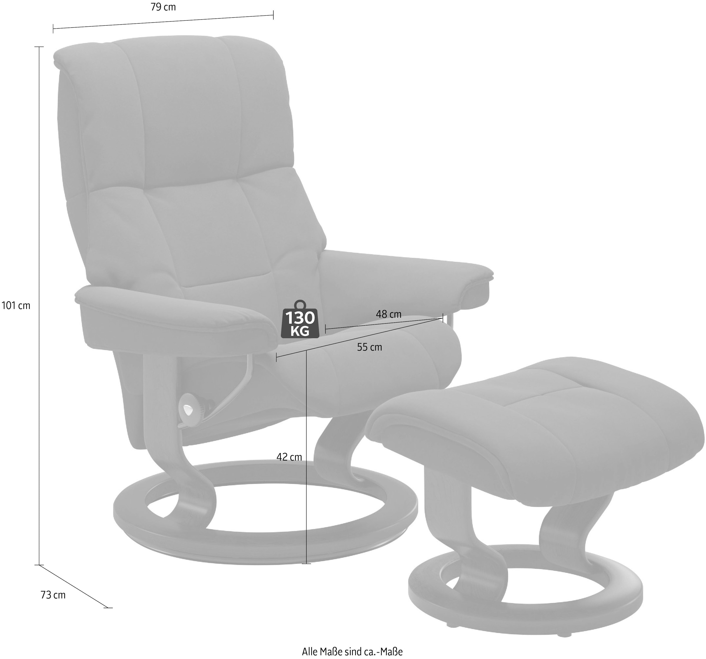Stressless Relaxsessel "Mayfair" mit Classic Base, Größe S, M & L, Gestell Eiche, in 3 Bezugsqualitäten lieferbar