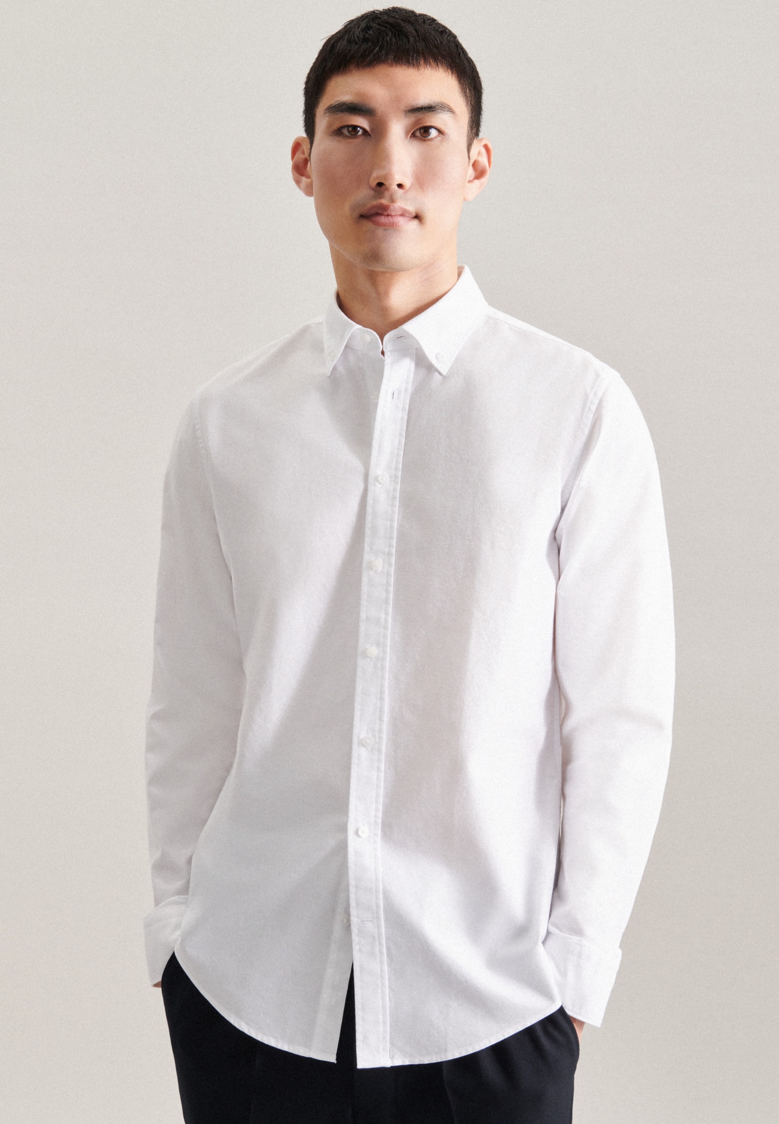 seidensticker Businesshemd "Shaped", Shaped Langarm Button-Down-Kragen Uni