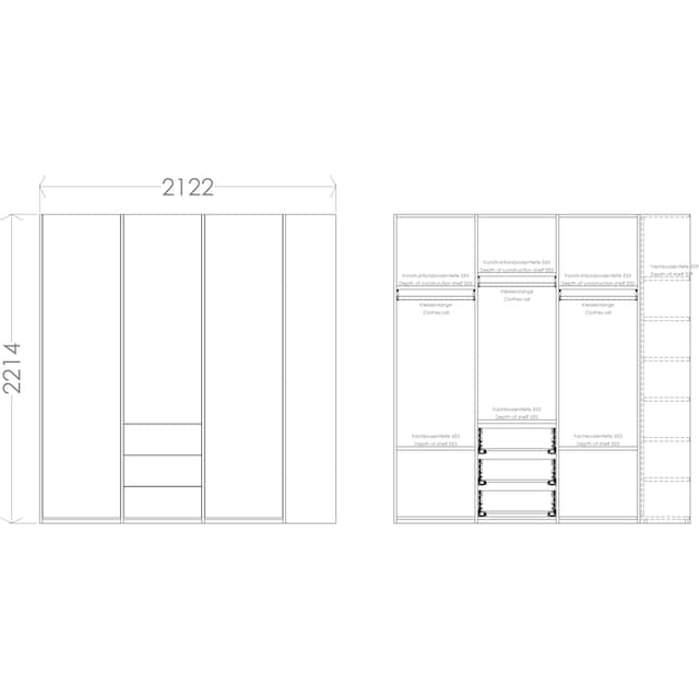 Müller SMALL LIVING Kleiderschrank »Modular Plus Variante 3«, 3 geräumige  Schubladen, Anbauregal links oder rechts montierbar | BAUR