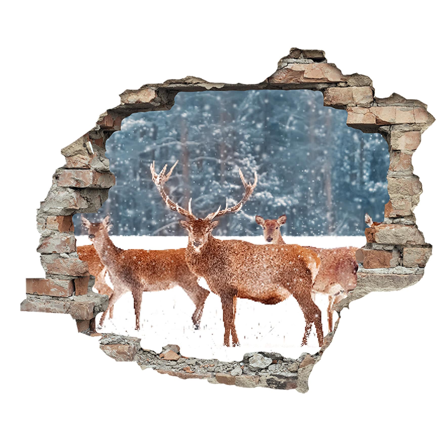 queence 3D-Wandtattoo "Hirsch im Schnee" selbstklebender Wandsticker Weihna günstig online kaufen