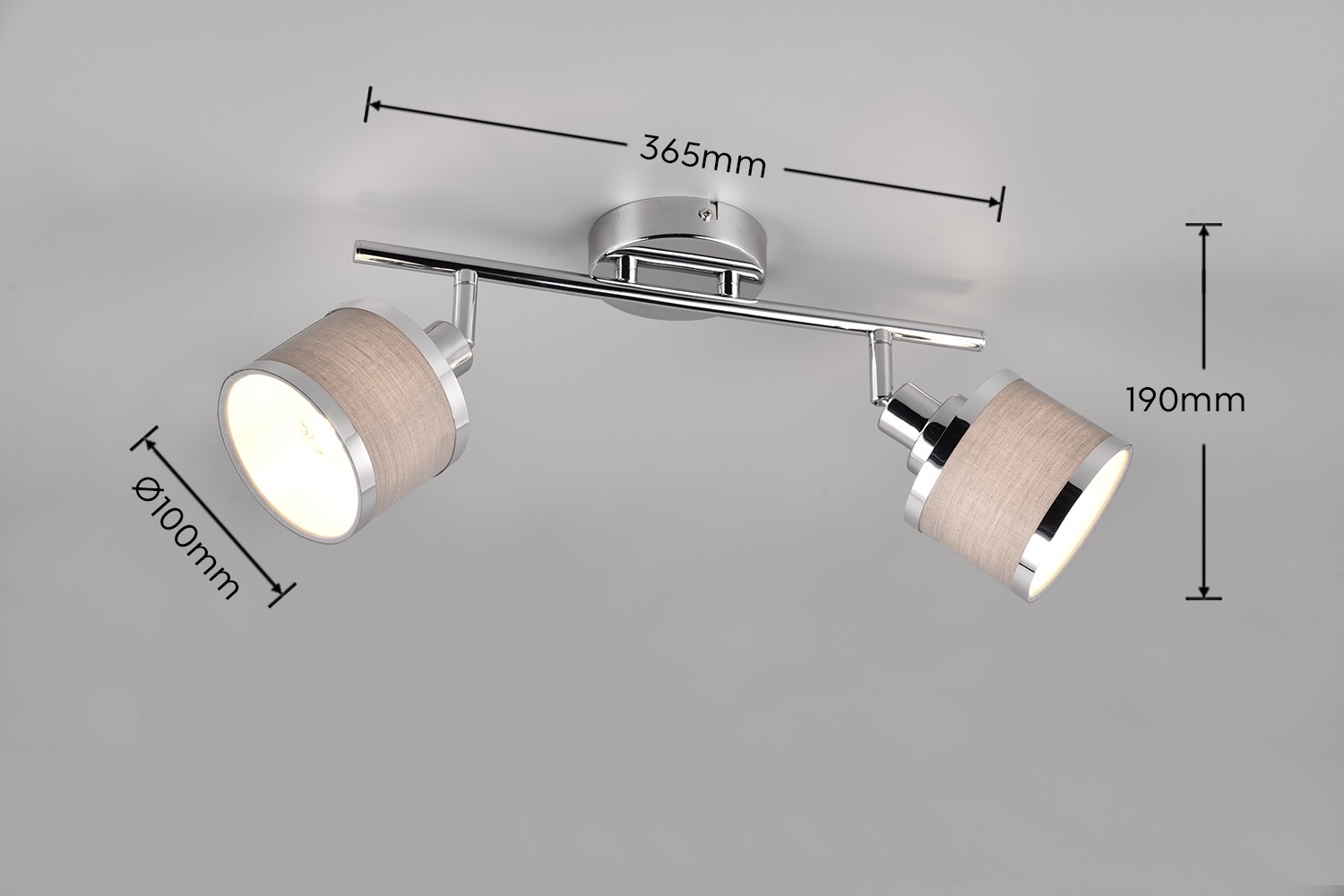 TRIO Leuchten Deckenstrahler »AROSA, Spot, Metall chrom Stoff grau, exkl. E14 max 28W« E14 1 Stk. warmweiß - kaltweiß Deckenspot, Stange mit drehbaren kippbaren schwenkbaren Spots Ø10cm