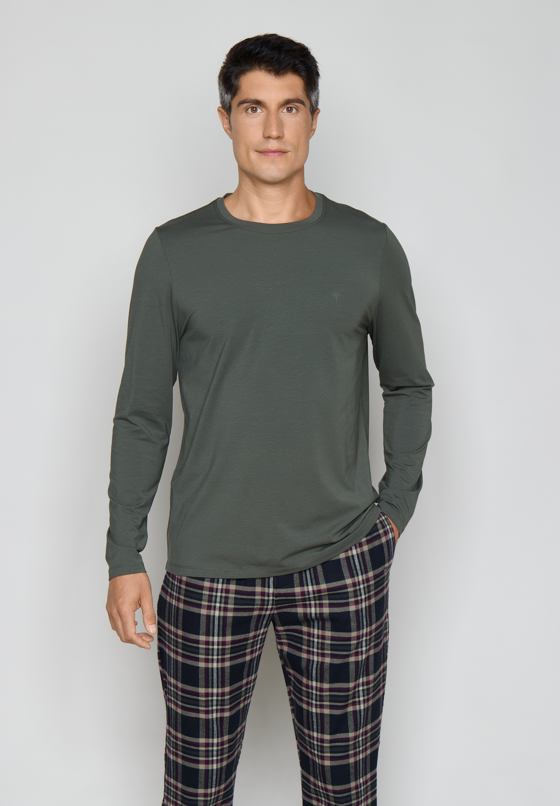 JOOP Pyjamaoberteil mit Rundhalsausschnitt, lange Ärmel