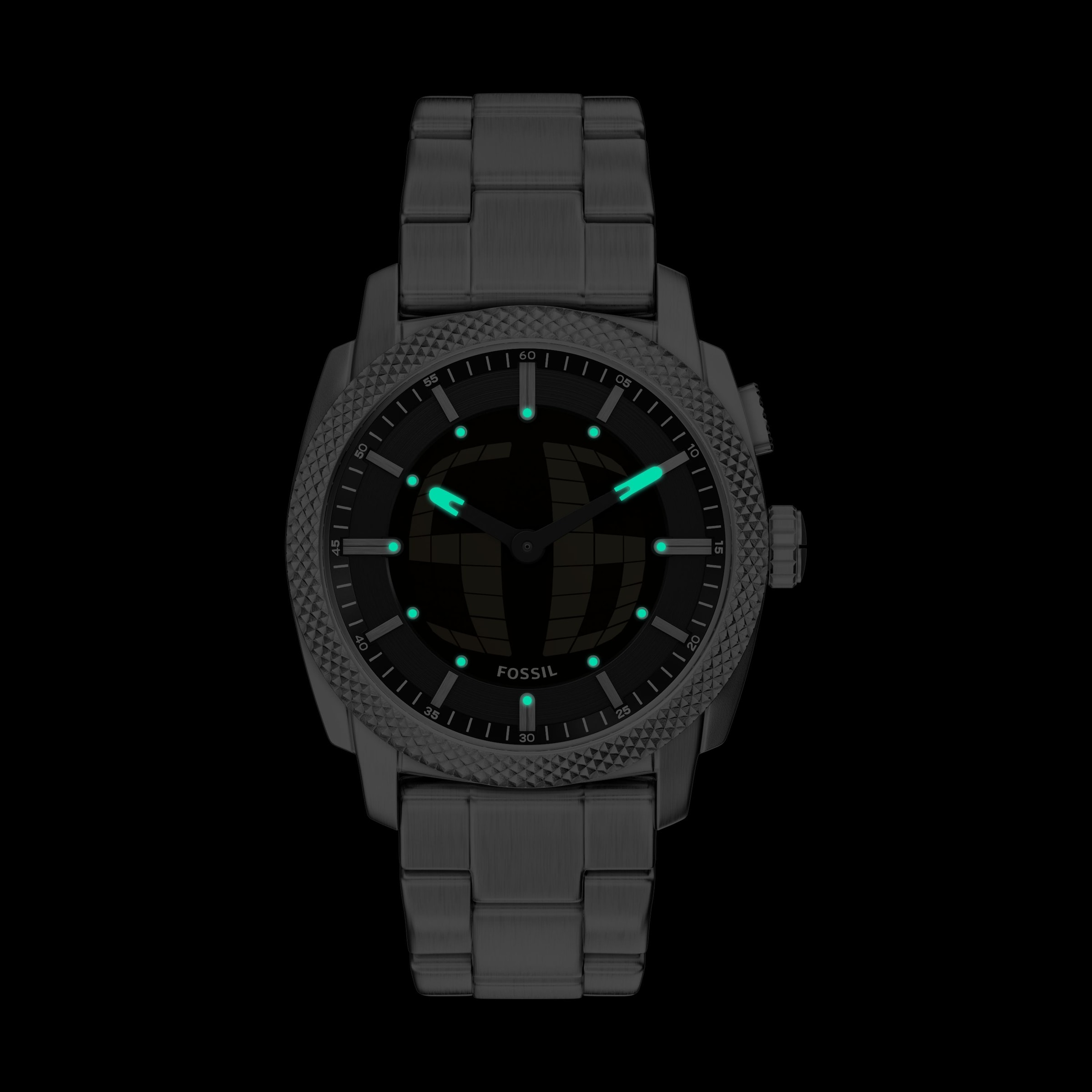 Fossil Quarzuhr »Machine - Big Tic« Armbanduhr, Herrenuhr, Edelstahlarmband, analog, digital