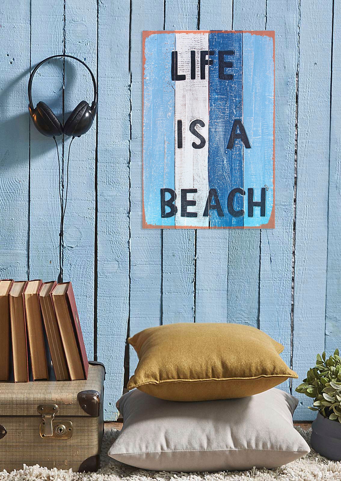 queence Metallbild "Life is a beach", Schriftzüge-Schriftzug-Strand, (1 St. günstig online kaufen