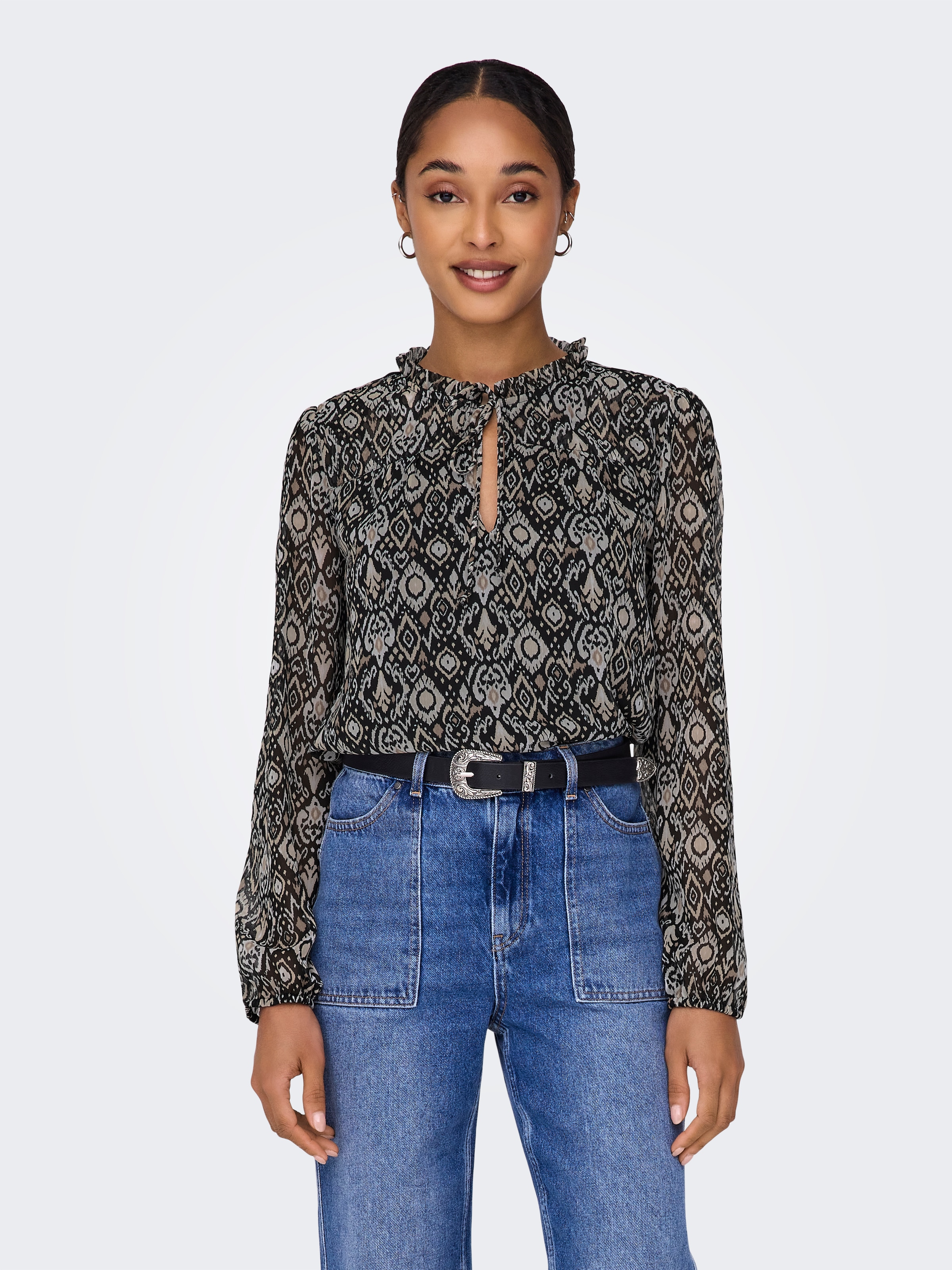 ONLY Chiffonbluse "ONLDITSY L/S BLOUSE WVN" Kunstfaser, regular fit günstig online kaufen