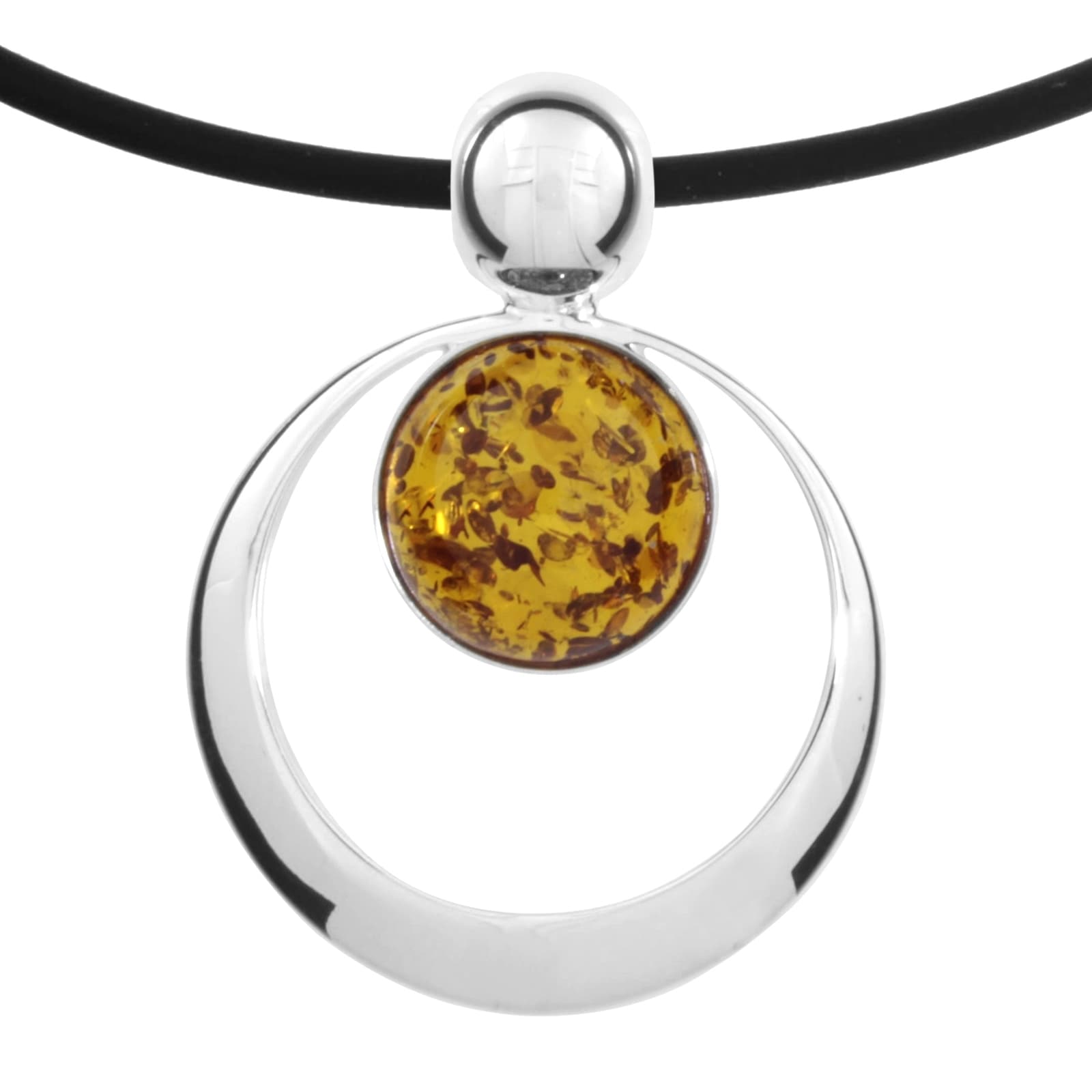 Halsreif OSTSEE-SCHMUCK "Ostsee-Schmuck Halsreif mit Anhänger Lenka - Kautschukreif" Gr. 42, silber, Halsketten, Damen, 42cm, Silber 925 (Sterlingsilber), L: 42