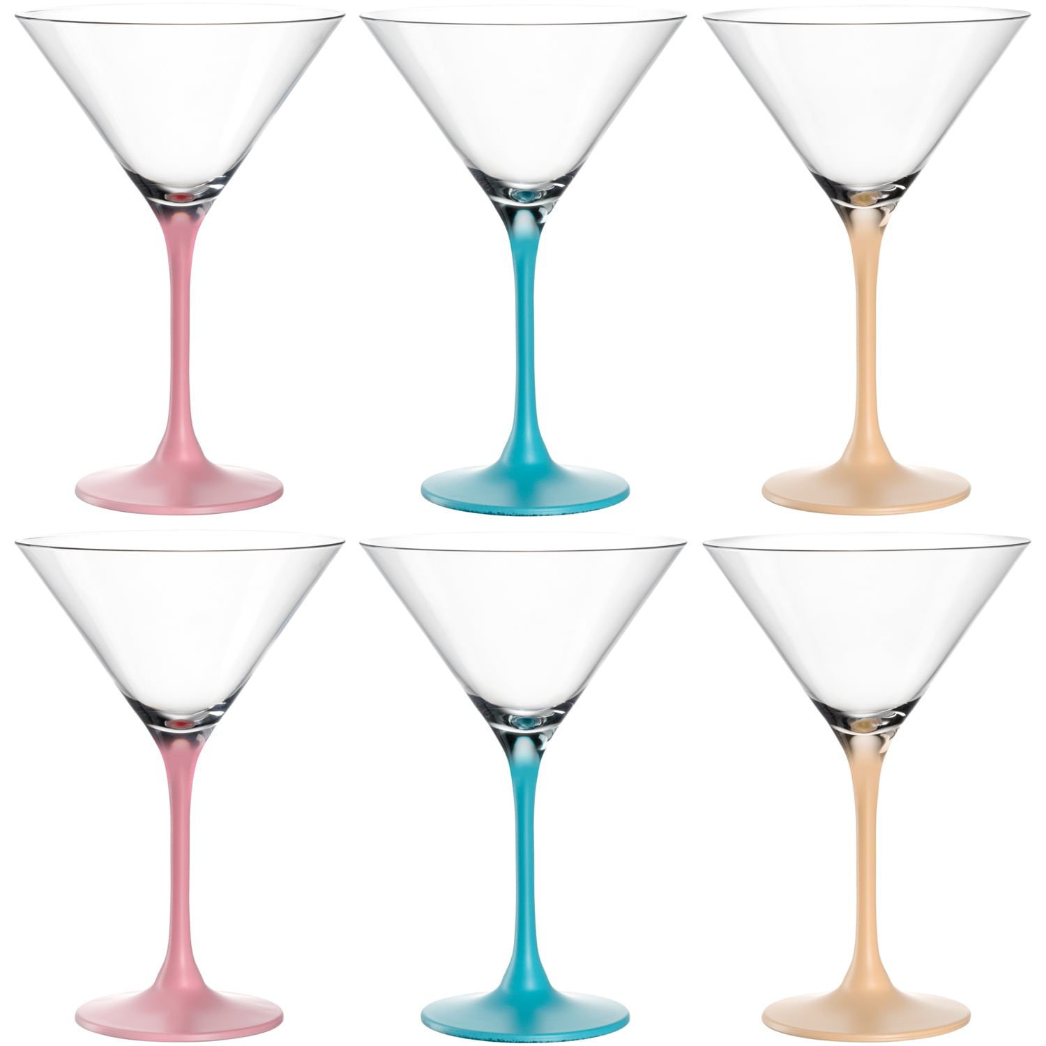LEONARDO Cocktailglas "BRERA, 230 ml, farbig sortiert, Cocktailschale, 6er-Set", Ø 11cm x 18,5cm, 230ml, 6 Stk., bunt, Trinkgefäße,