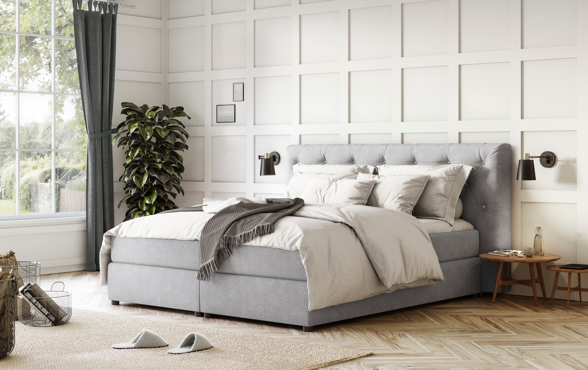 COTTA Boxspringbett »Castle«, mit Strasssteinen im Kopfteil, inkl. Topper