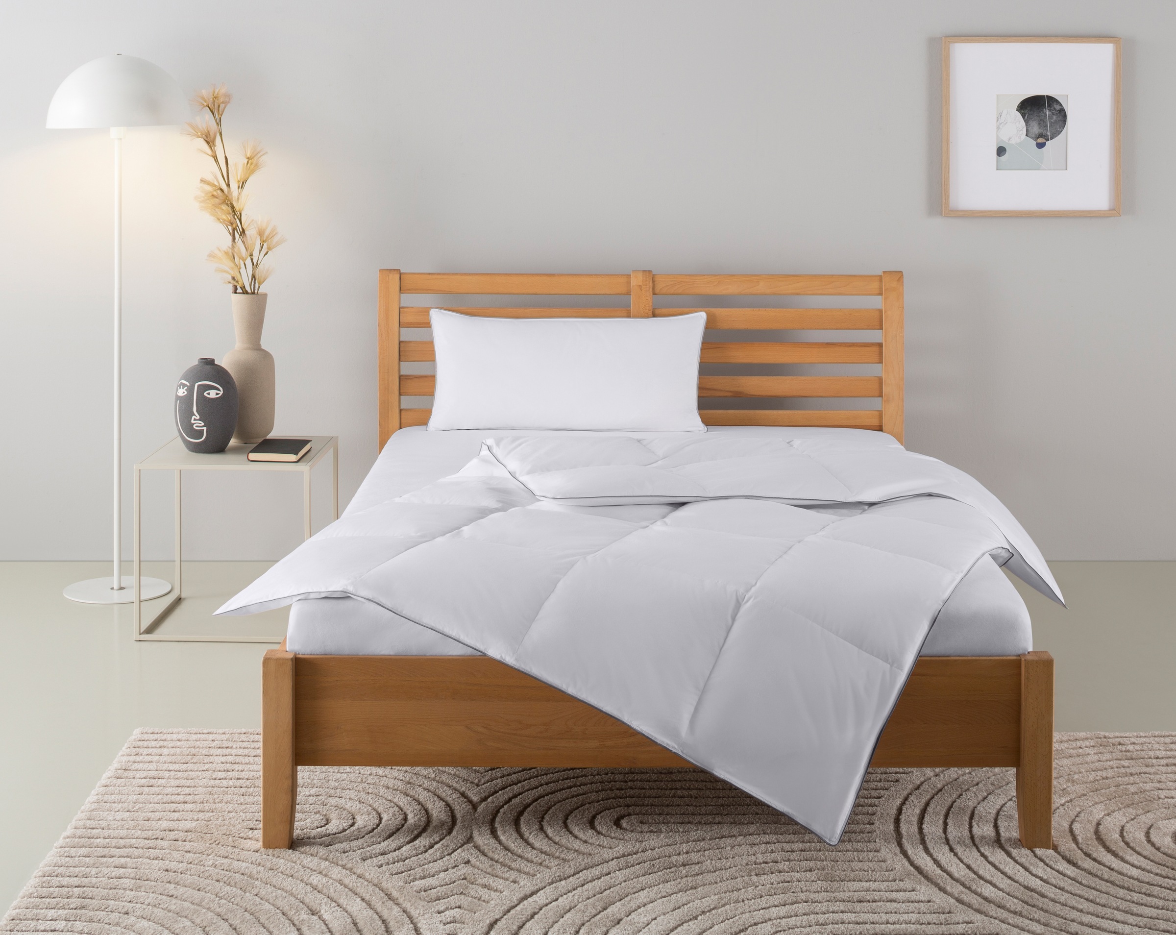 OTTO home Daunenbettdecke + Kopfkissen "Moulle, Bettdecke in 135x200 cm, 155x220 cm, 2-tlg." Set mit Kissen 40x80 cm, 80x80 cm, Sommer, Winter, Made in Germany