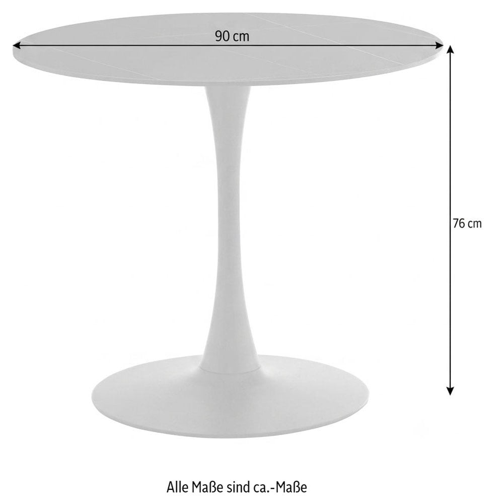 OTTO home Esstisch »Freya« 1 Stk. tlg. Runder Tisch 90cm in Sinterstein, Black Copper mit schwarzem Säulenfuß