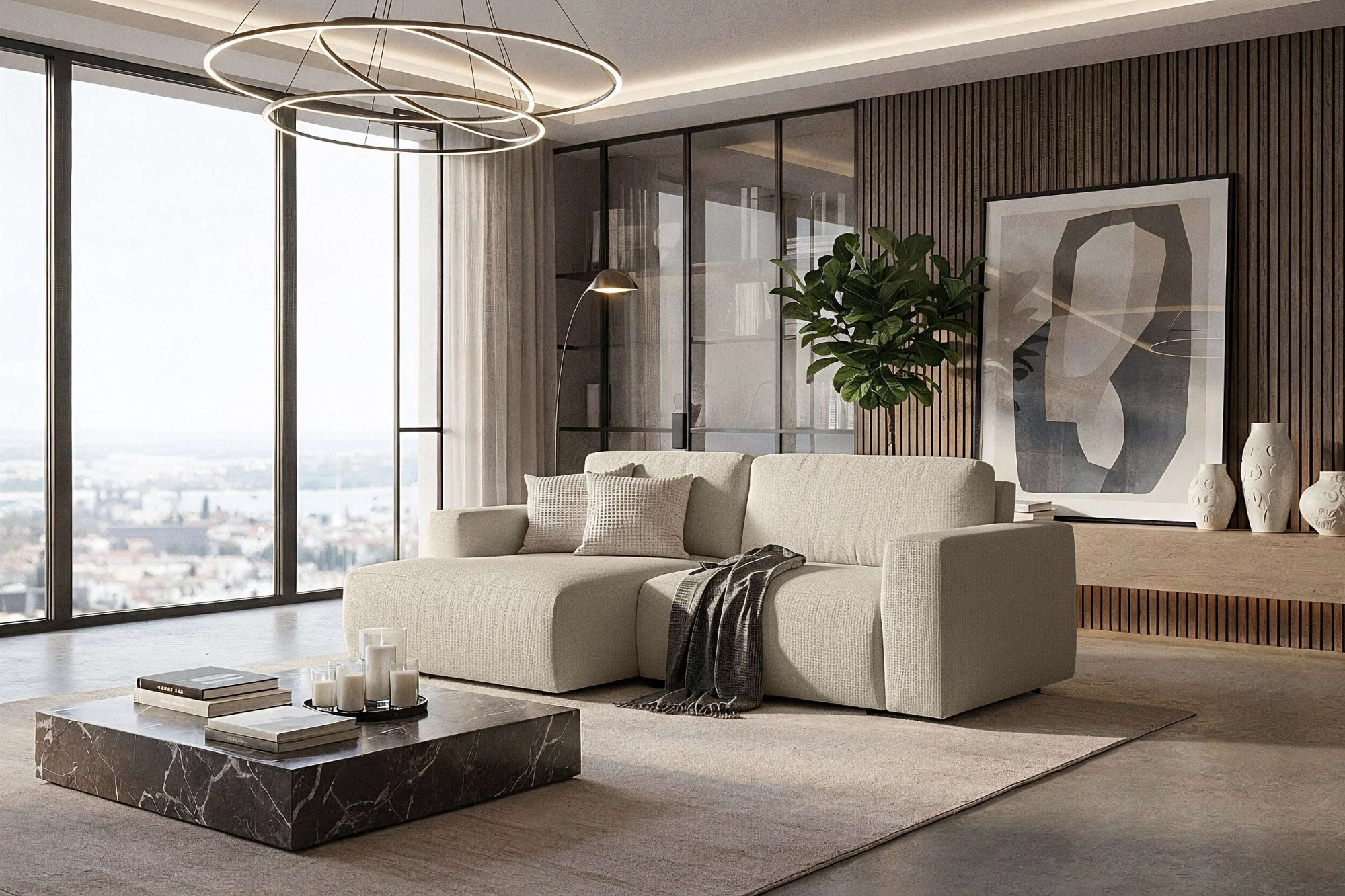Home affaire Schlafsofa "Noord Schlafecksofa, Breite 250 cm" Cord, Struktur, Webstoff, mit Wellenunterfederung, Massivholzrahmen