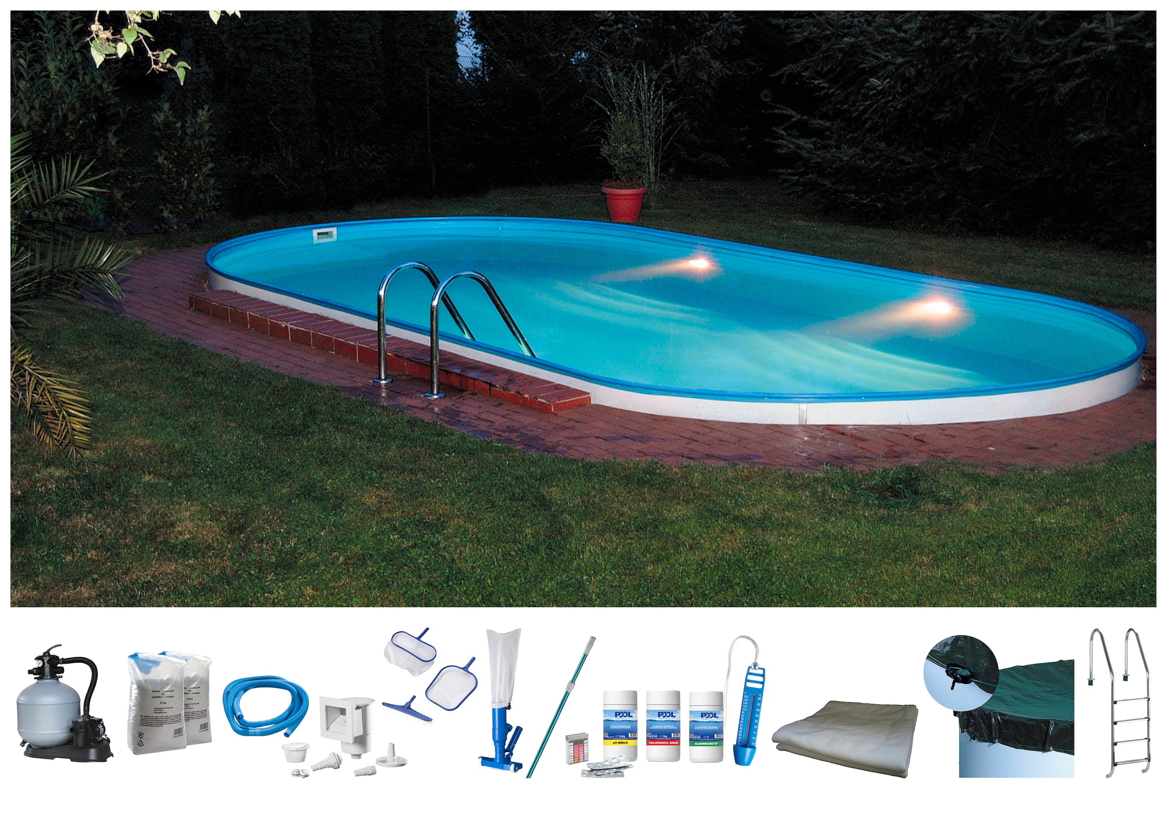 my POOL BWT Ovalpool "PREMIUM mit blauer Innenfolie", (Komplett-Set, 10 tlg.), Höhe 150 cm, in verschiedenen Größen