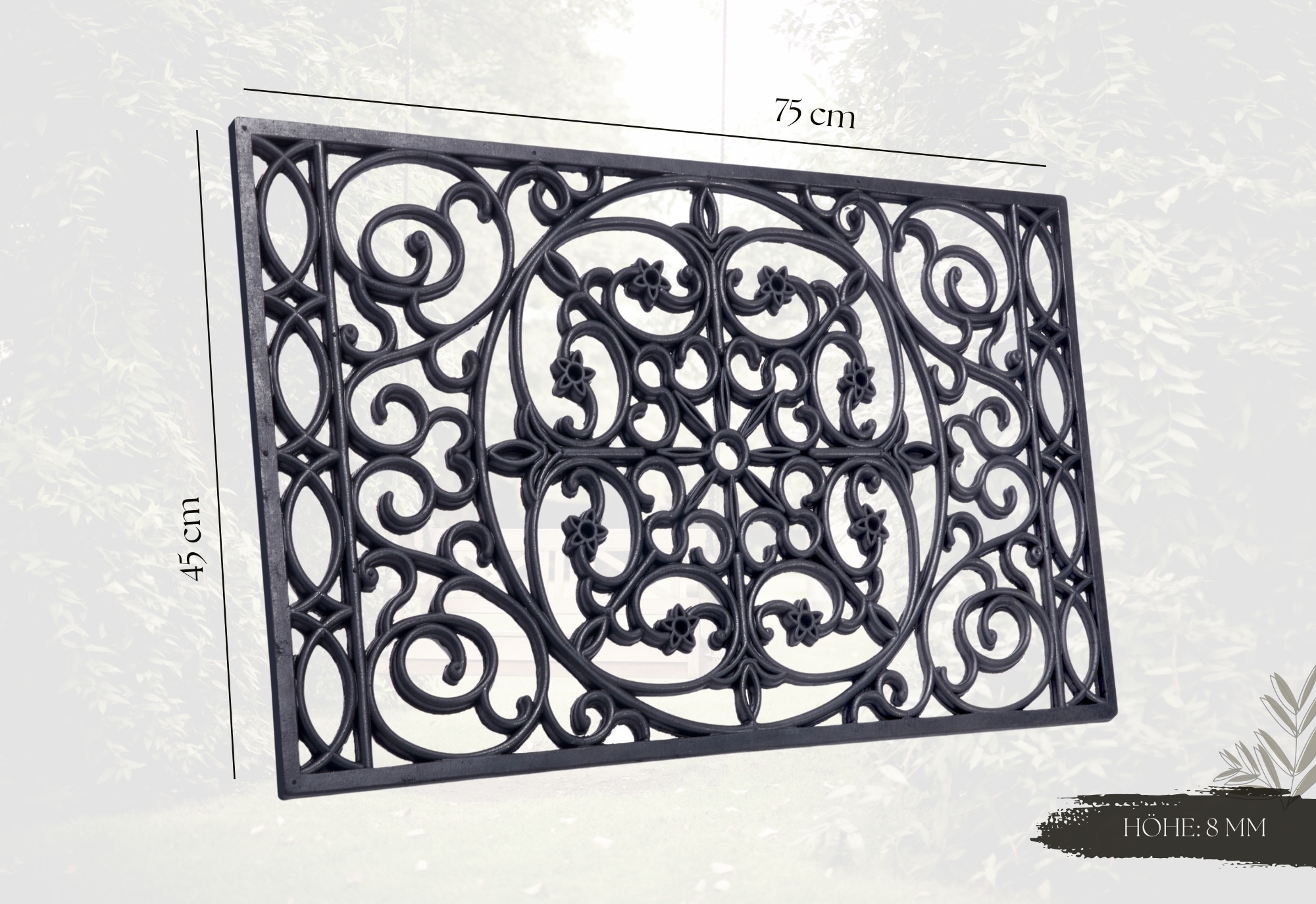 HANSE Home Fußmatte »Mix Mats Gusseisen-Optik Gummi Trellis, Türmatte«, rechteckig, 8 mm Höhe, Strapazierfähig, pflegeleicht, robust, wetterfest, UV-beständig