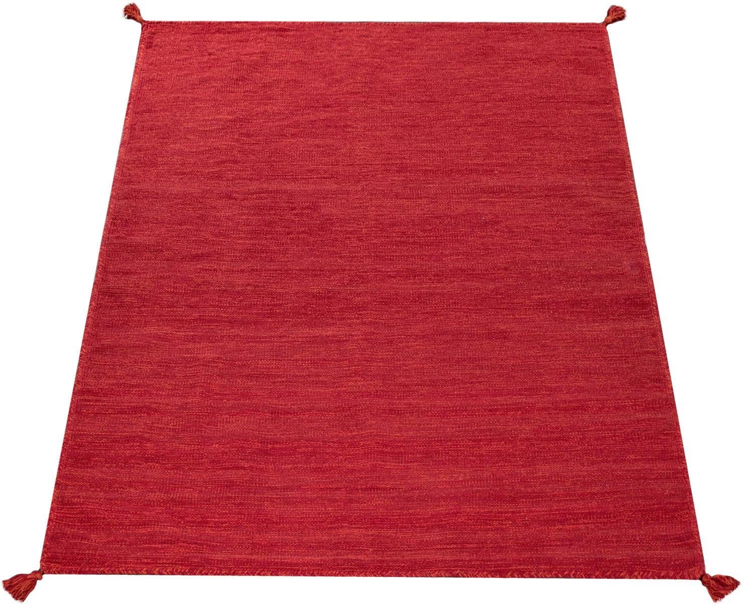 Paco Home Teppich "Kilim 210" rechteckig 12 mm Höhe Handgwebt, Flachgewebe, reine Baumwolle, handgewebt, Uni Farben