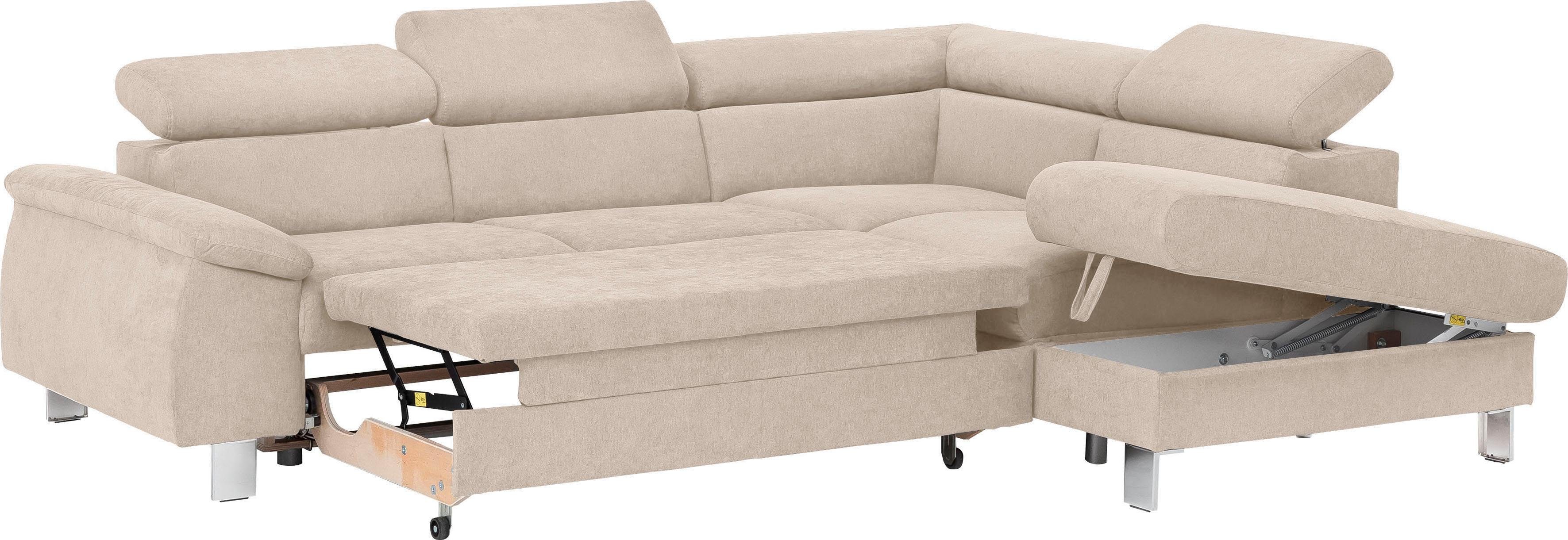 Thumbnail - COTTA Ecksofa "Komaris L-Form mit Kopfteilverstellung", wahlweise mit Bettfunktion, Bettkasten & Beleuchtung