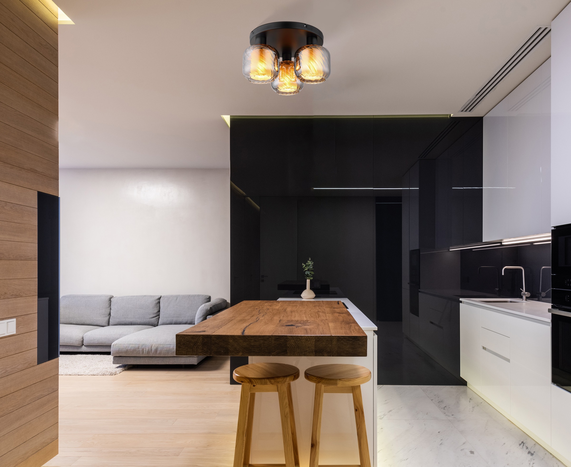 GLOBO LIGHTING Deckenleuchte »XIA« E27 1 Stk. Deckenlampe/Metall/Glas rauchfarben/Wohnzimmer/Flur