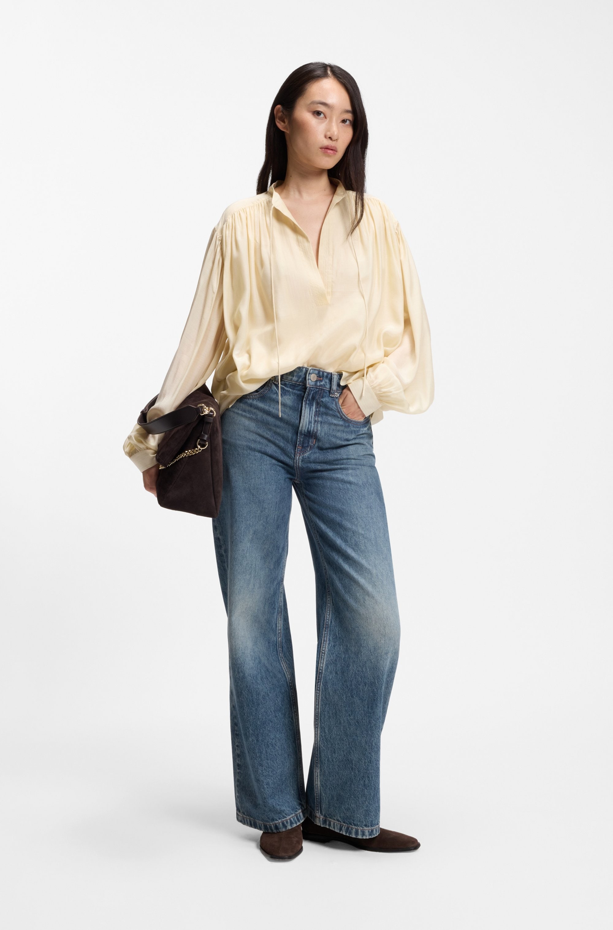 BOSS ORANGE High-waist-Jeans »MARLENE HR 16.0 Premium Damenmode« aus Raddis®-Baumwolle, Wide Leg