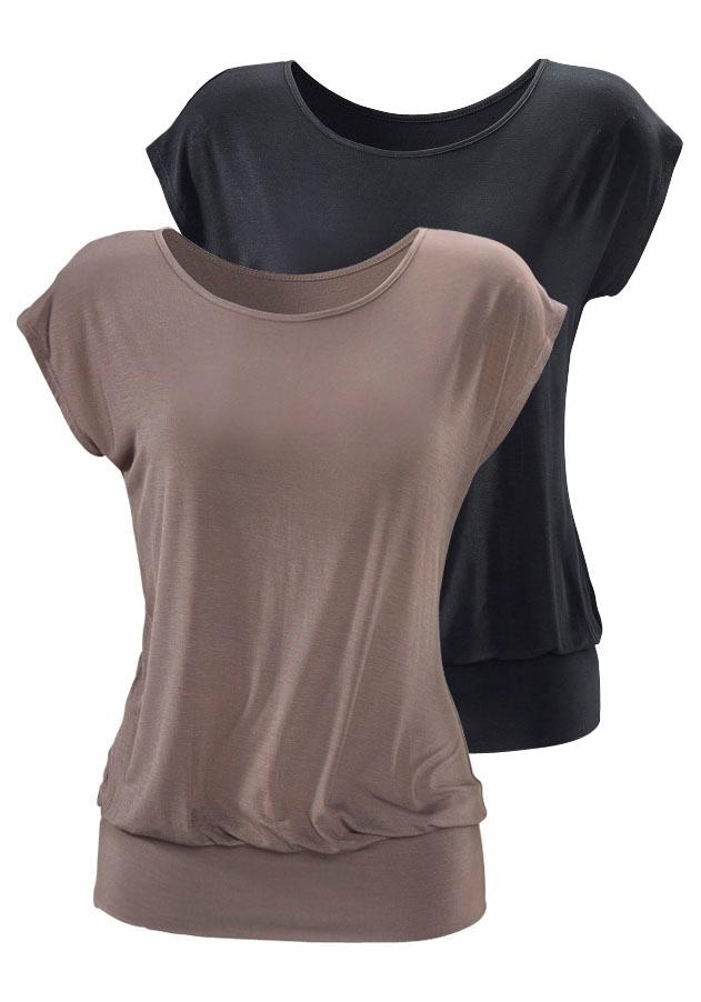 LASCANA Longshirt "mit breitem Bund" 2er-Pack, aus luftigem Viskose-Stretch