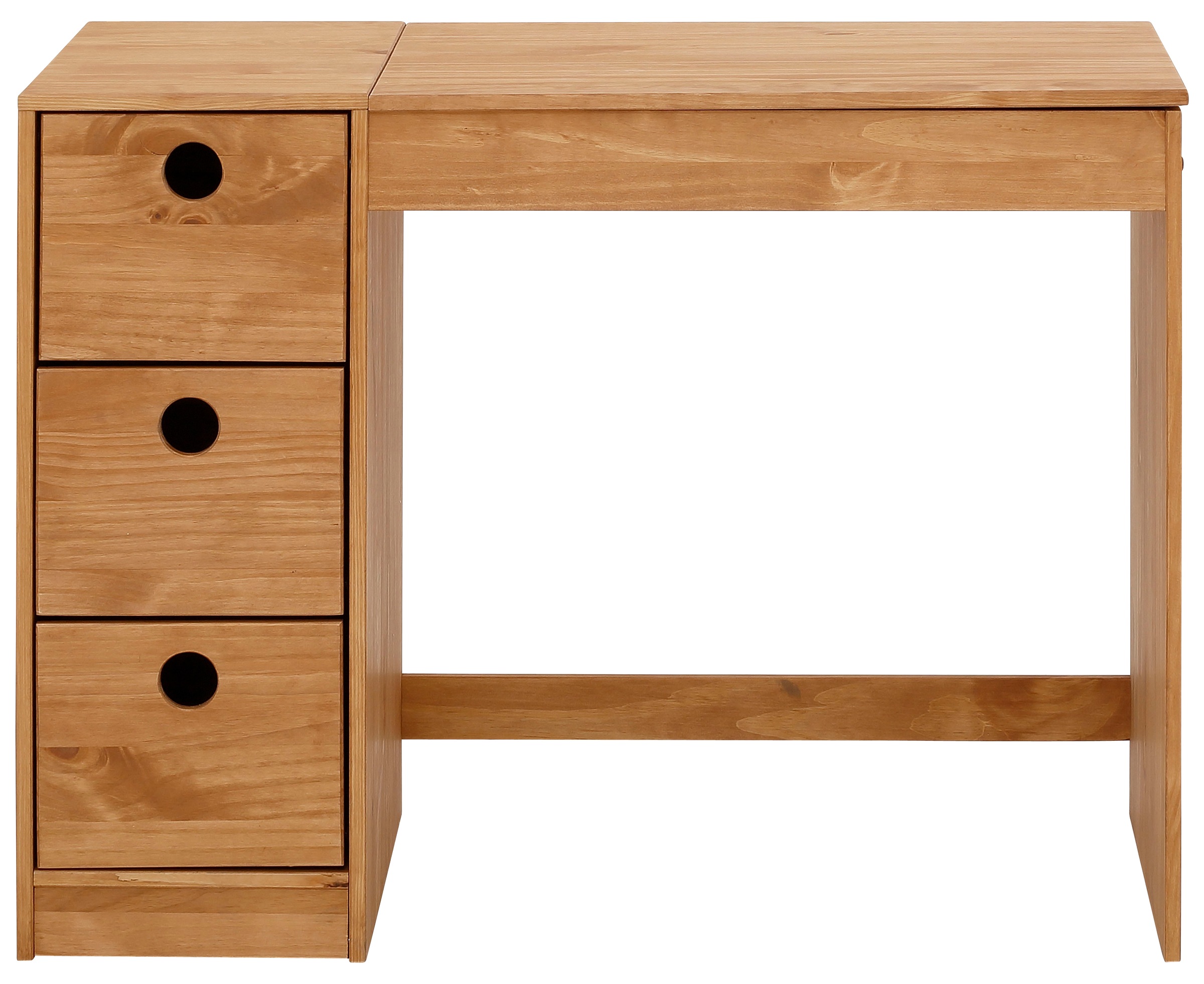 Kinderschreibtisch OTTO HOME "Alpi", beige (natur gebeizt, gewachst), B:100cm H:75cm T:50cm, Tische, Kinderschreibtisch, Kiefernholz, Wangengestell, mit 3 Schubkästen, Tischbreite 100 cm 3
