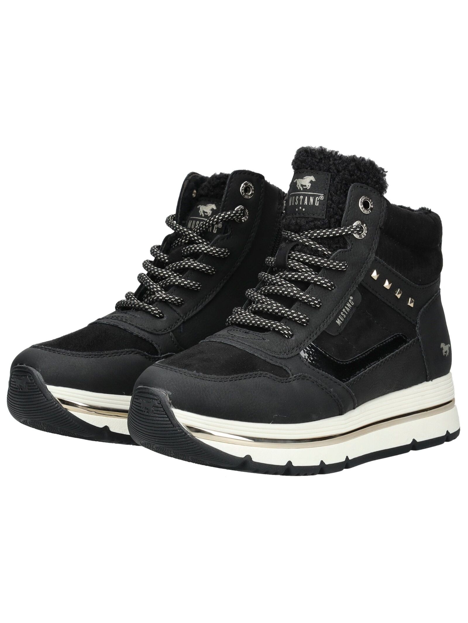 Sneaker MUSTANG SHOES "Mustang Shoes Sneaker Lederimitat/Textil", Damen, Gr. 39, schwarz, Lederimitat, Textil, Schuhe Sneaker 3
