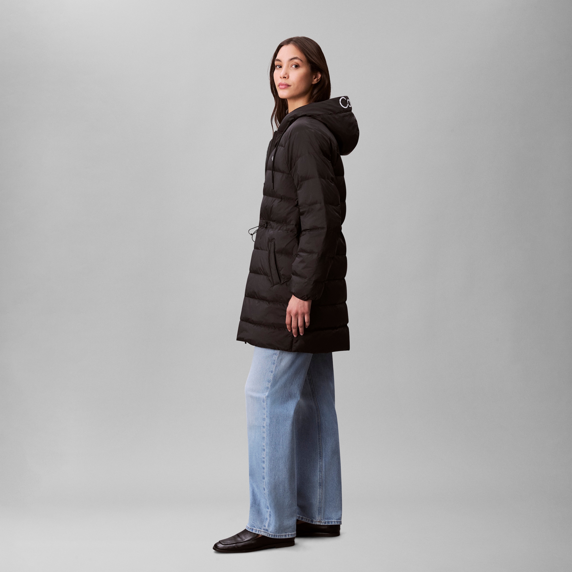 Calvin Klein Jeans Steppmantel »LGHTWGHT LG MD LNGTH«, Mit Rundhalsausschnitt