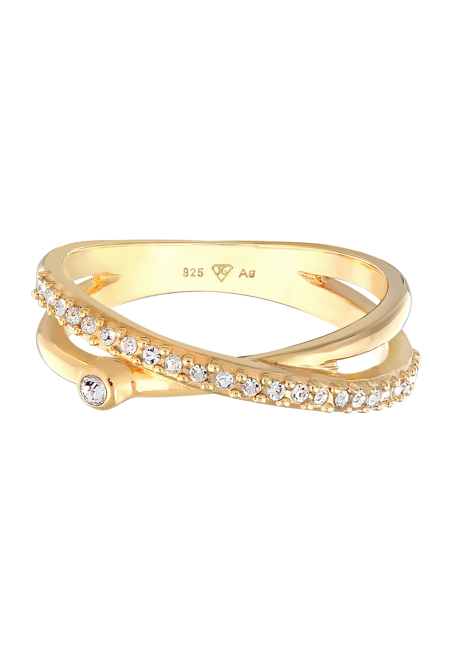 Elli Fingerring »Wickelring X Glamour 925 Silber, mit Kristallen von Swarovski®«